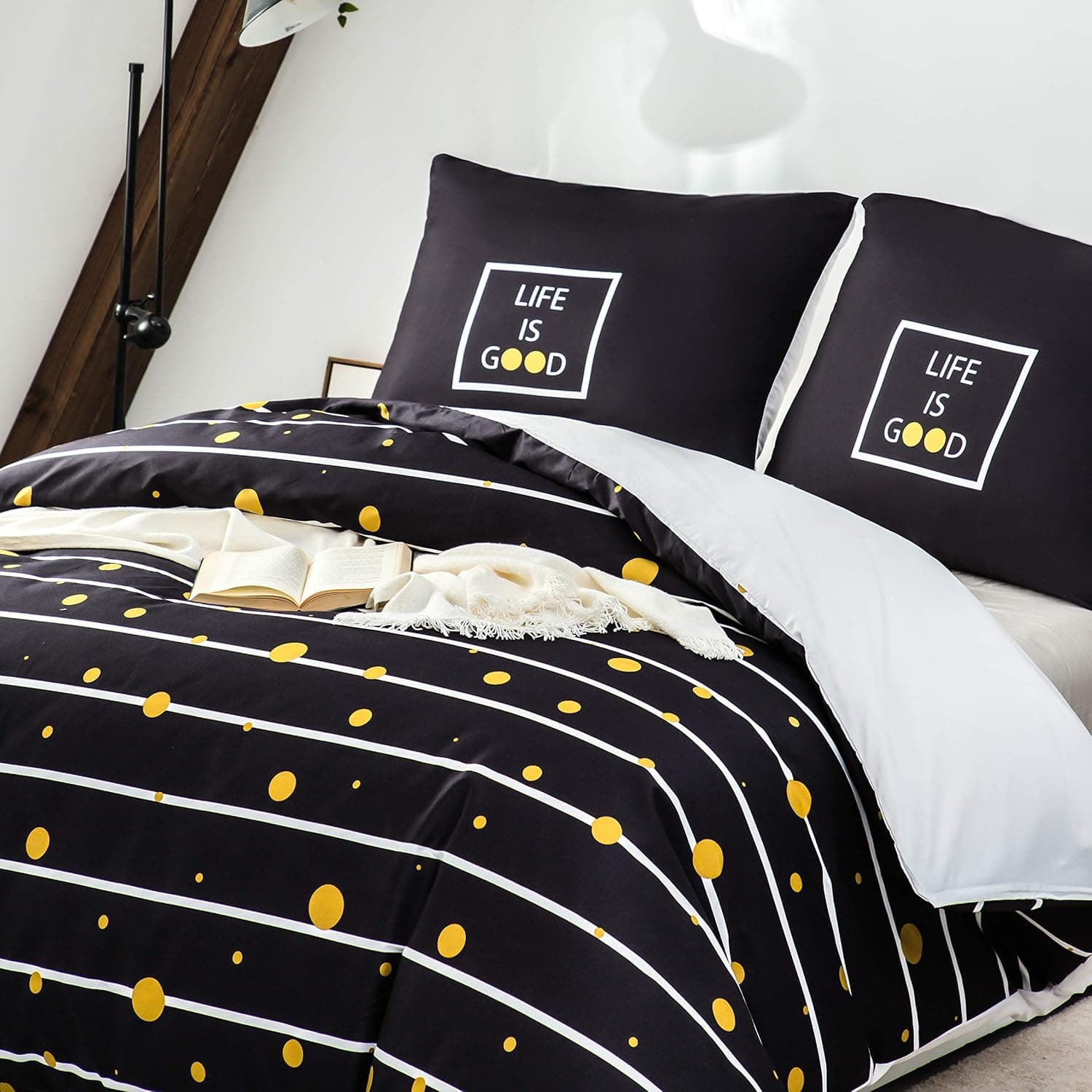 Sets de Housses de Couettes 200 x 200 cm + Lot 2 Taies d'Oreillers 65 x 65 cm Parure de lit Imprimé Pois Multicolore 2 Personnes Motif 12 Ensembles Housse de Couette 3 Pièces Fermeture Éclair 3