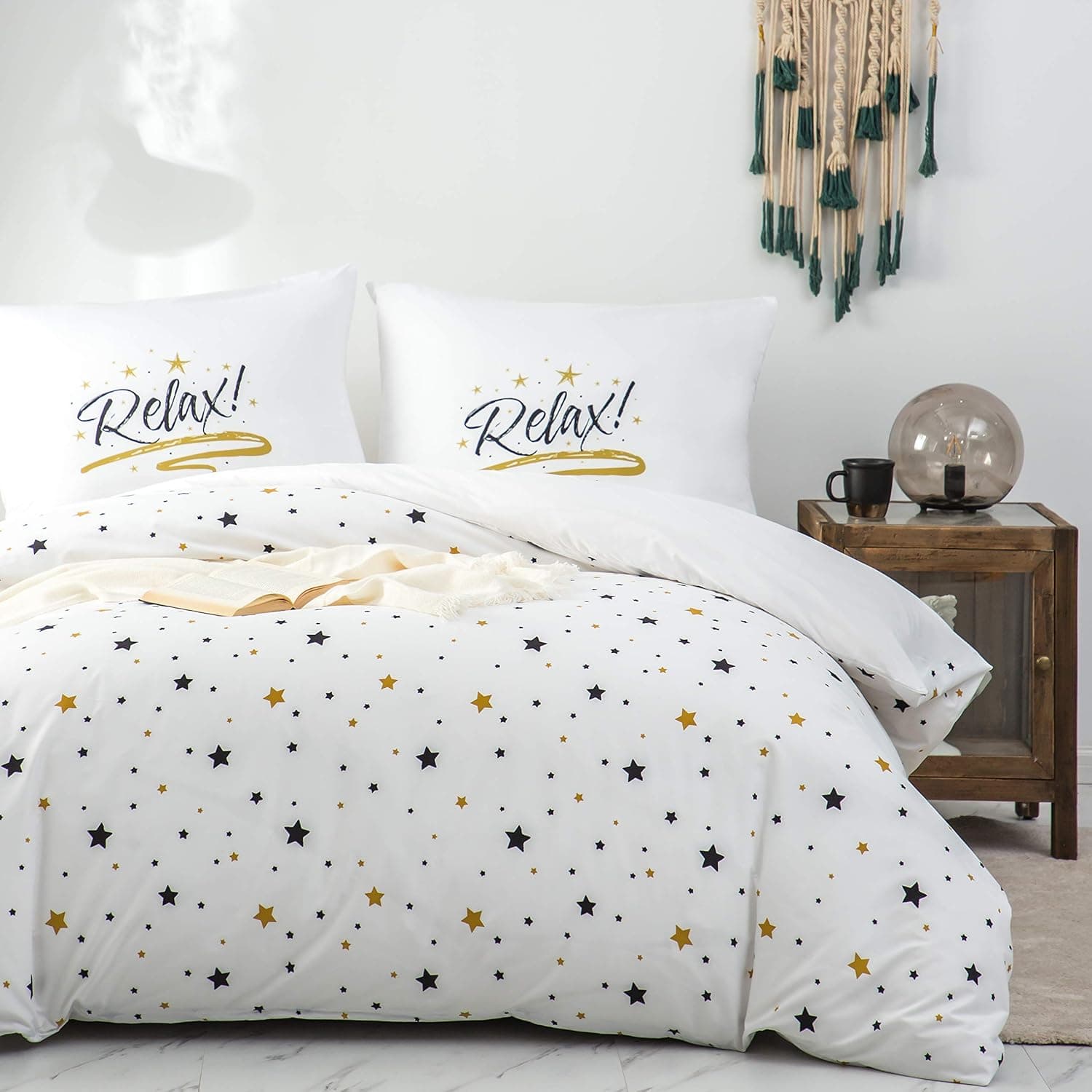 Sets de Housses de Couettes 220 x 240 cm + Lot 2 Taies d'Oreillers 65 x 65 cm Parure de lit Imprimé Etoile Multicolore 2 Personnes Motif 11 Ensembles Housse de Couette 3 Pièces Fermeture Éclair 2