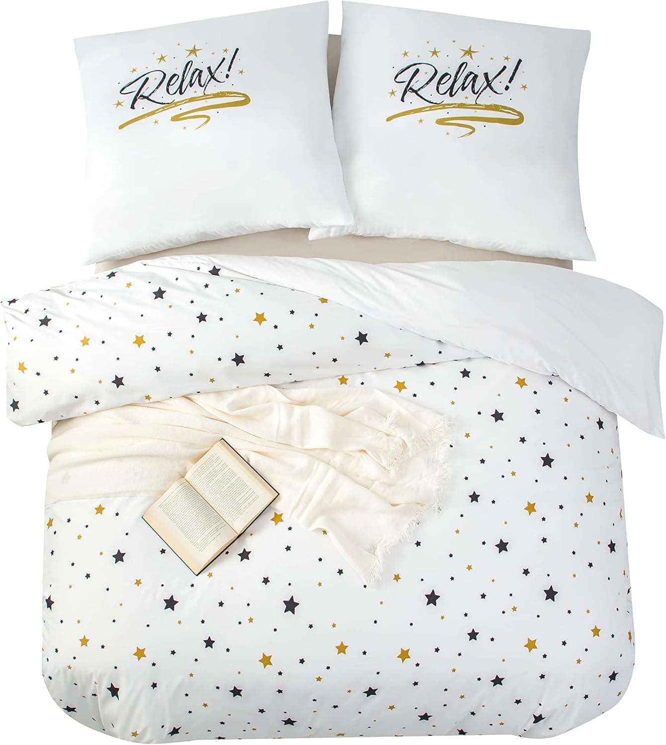 Sets de Housses de Couettes 220 x 240 cm + Lot 2 Taies d'Oreillers 65 x 65 cm Parure de lit Imprimé Etoile Multicolore 2 Personnes Motif 11 Ensembles Housse de Couette 3 Pièces Fermeture Éclair 8