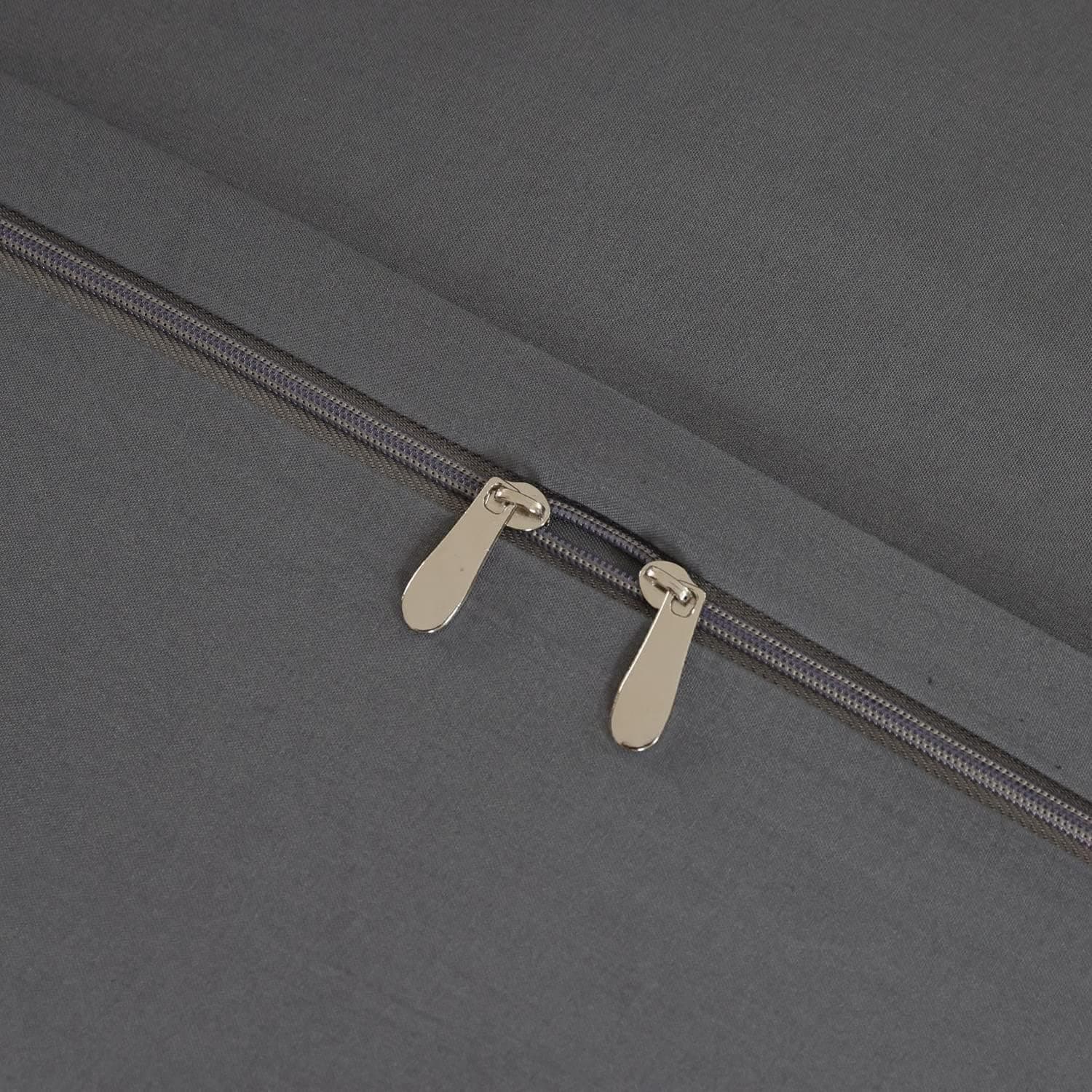 Housse de Couette 220x240cm + Taies d'oreillers 65x65x2 cm Gris 120 Fils/cm² Parure de Lit avec Fermeture Eclaire pour 2 Personnes 4