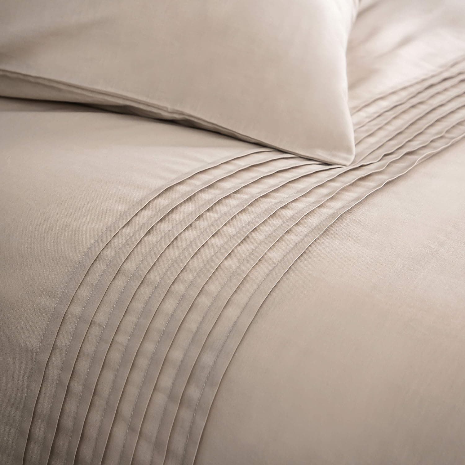 MOHAP 100% Coton Sets de Housse de Couette 200x200 cm Beige Parure de Lit Haut Gamme Plissé Adulte 2 Personnes avec 2 Taies d'oreiller 65x65cm Fermeture Éclair 7