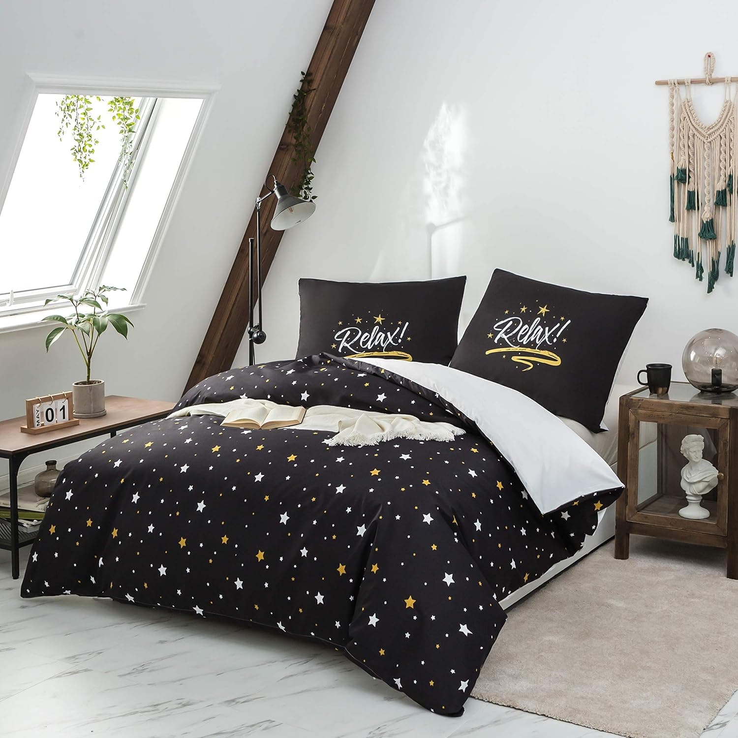 Sets de Housses de Couettes 200 x 200 cm + Lot 2 Taies d'Oreillers 65 x 65 cm Parure de lit Imprimé Etoile Multicolore 2 Personnes Motif 10 Ensembles Housse de Couette 3 Pièces Fermeture Éclair 2