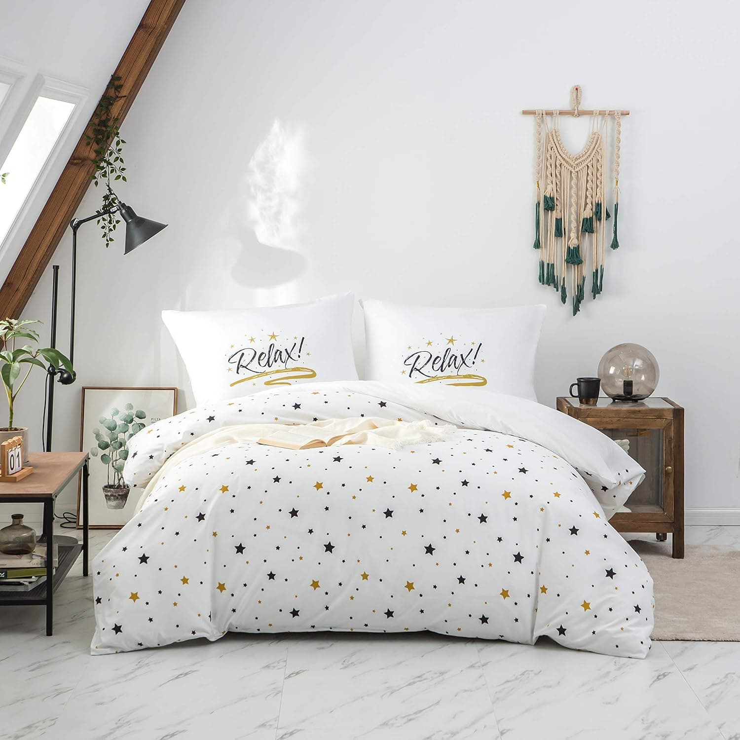 Sets de Housses de Couettes 200 x 200 cm + Lot 2 Taies d'Oreillers 65 x 65 cm Parure de lit Imprimé Etoile Multicolore 2 Personnes Motif 11 Ensembles Housse de Couette 3 Pièces Fermeture Éclair