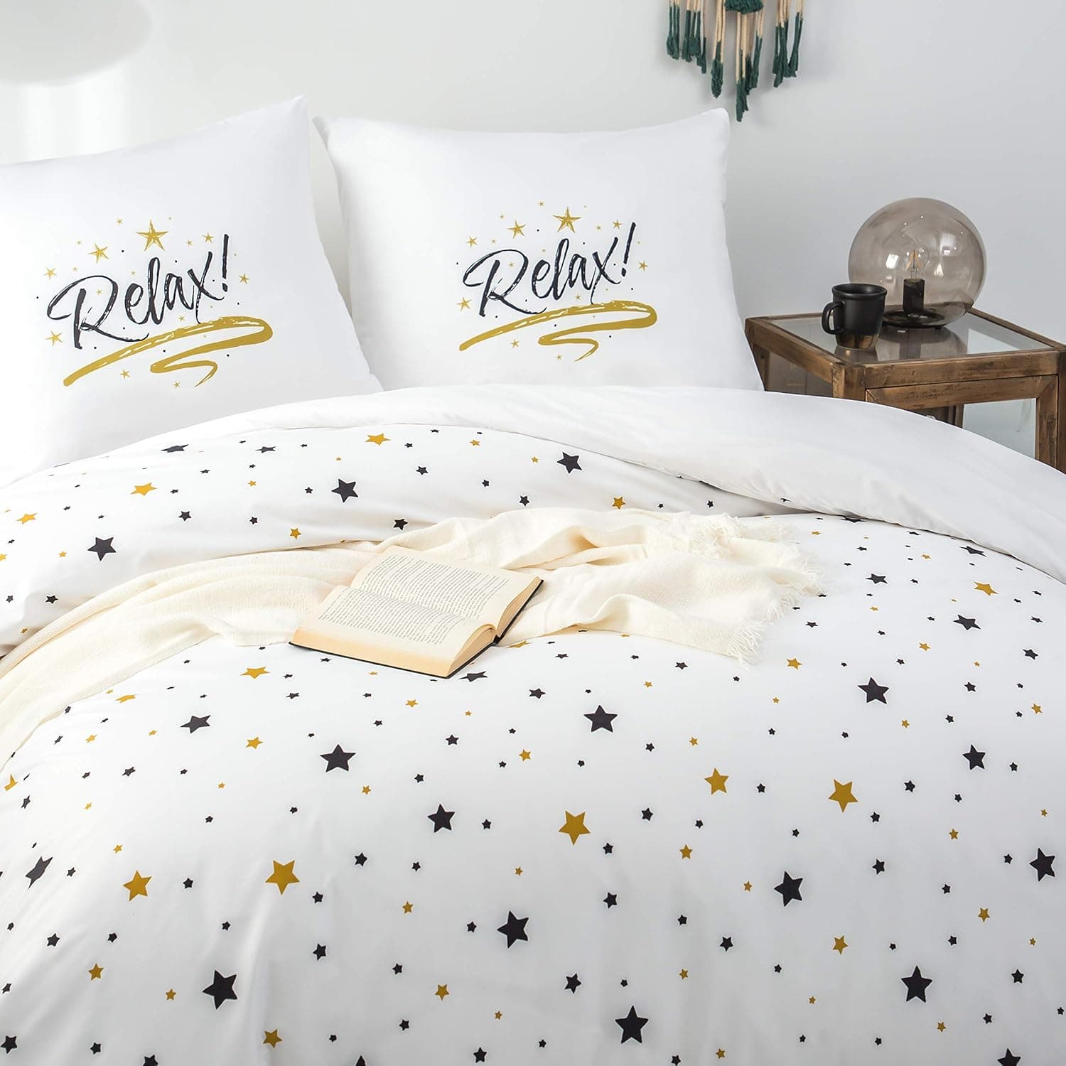 Sets de Housses de Couettes 200 x 200 cm + Lot 2 Taies d'Oreillers 65 x 65 cm Parure de lit Imprimé Etoile Multicolore 2 Personnes Motif 11 Ensembles Housse de Couette 3 Pièces Fermeture Éclair 3