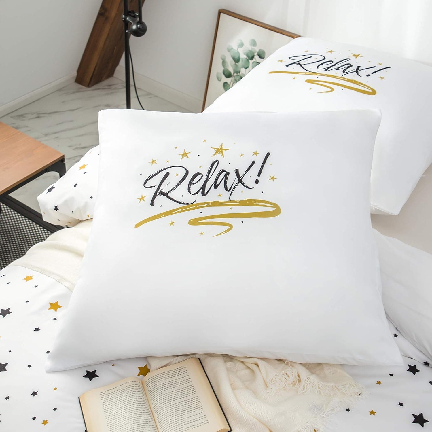 Sets de Housses de Couettes 200 x 200 cm + Lot 2 Taies d'Oreillers 65 x 65 cm Parure de lit Imprimé Etoile Multicolore 2 Personnes Motif 11 Ensembles Housse de Couette 3 Pièces Fermeture Éclair 4