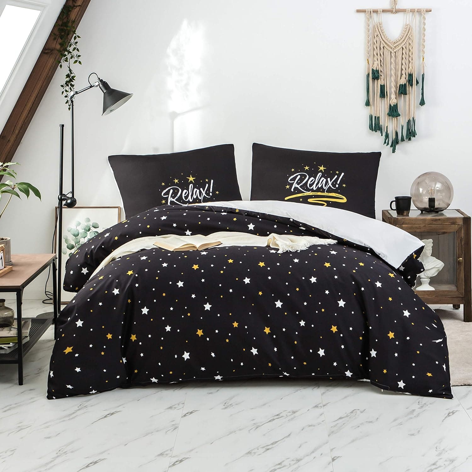 Sets de Housses de Couettes 240 x 260 cm + Lot 2 Taies d'Oreillers 65 x 65 cm Parure de lit Imprimé Etoile Multicolore 2 Personnes Motif 10 Ensembles Housse de Couette 3 Pièces Fermeture Éclair