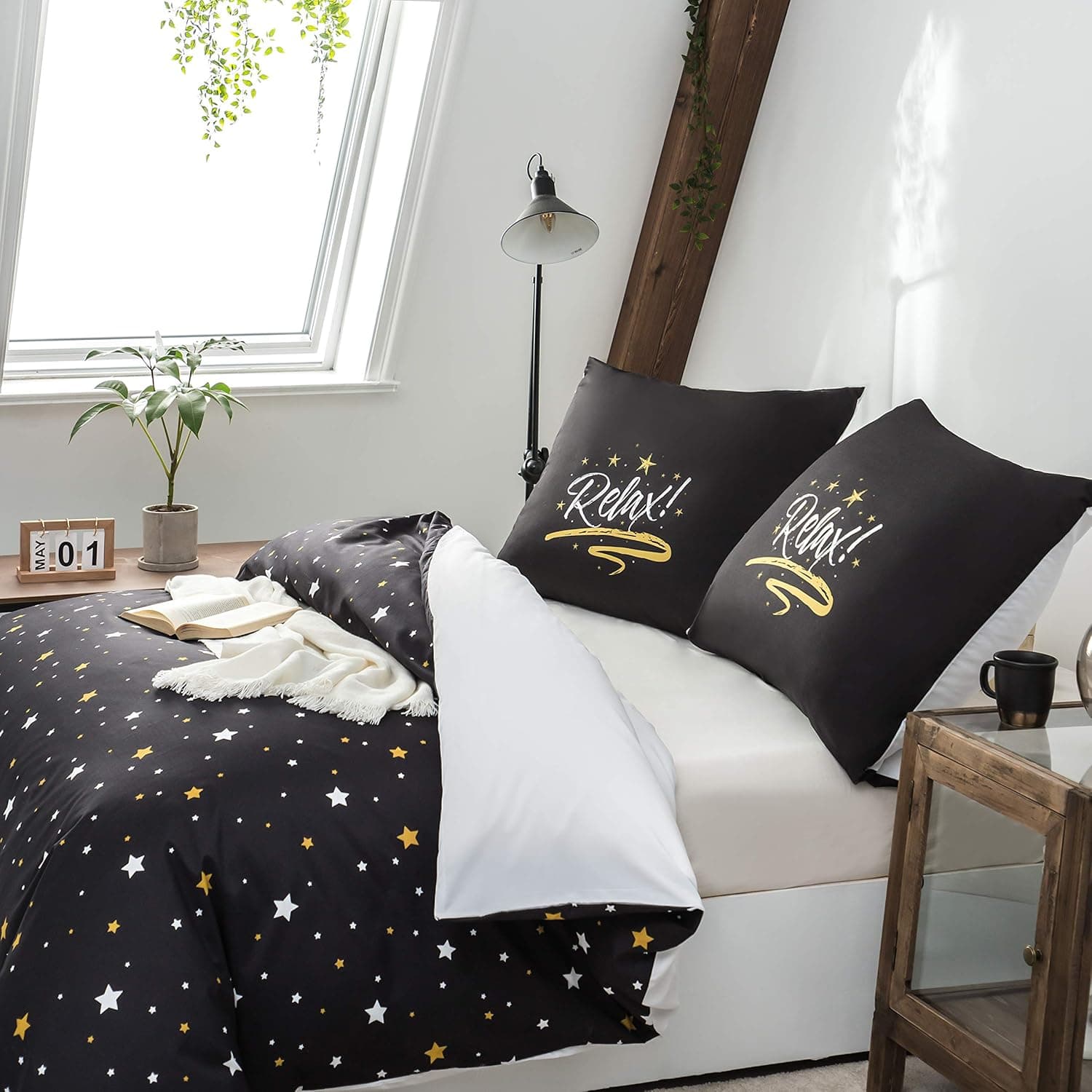 Sets de Housses de Couettes 240 x 260 cm + Lot 2 Taies d'Oreillers 65 x 65 cm Parure de lit Imprimé Etoile Multicolore 2 Personnes Motif 10 Ensembles Housse de Couette 3 Pièces Fermeture Éclair 3