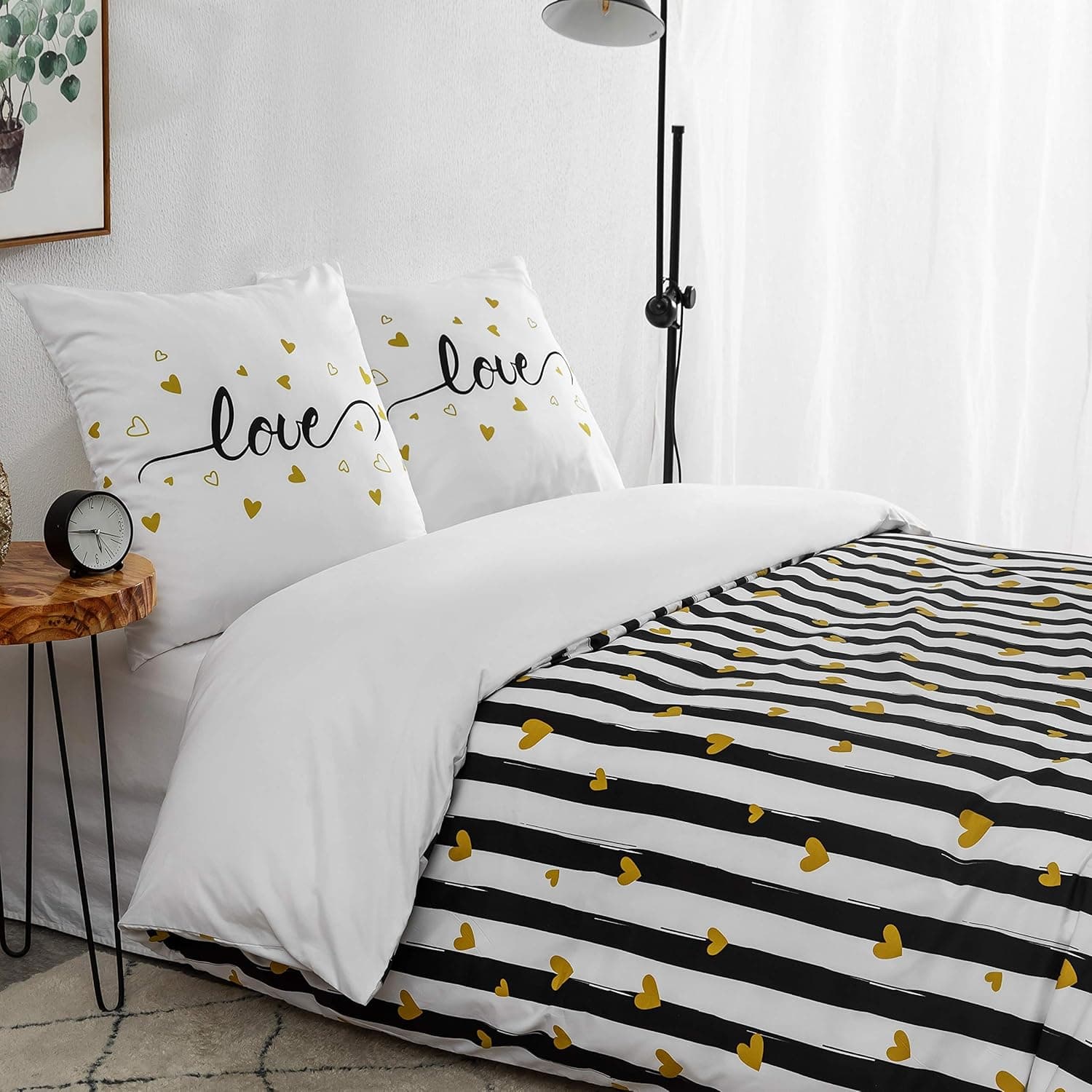 Sets de Housses de Couettes 240 x 260 cm + Lot 2 Taies d'Oreillers 65 x 65 cm Parure de lit Imprimé Rayure Multicolore 2 Personnes Motif 5 Ensembles Housse de Couette 3 Pièces Fermeture Éclair 7