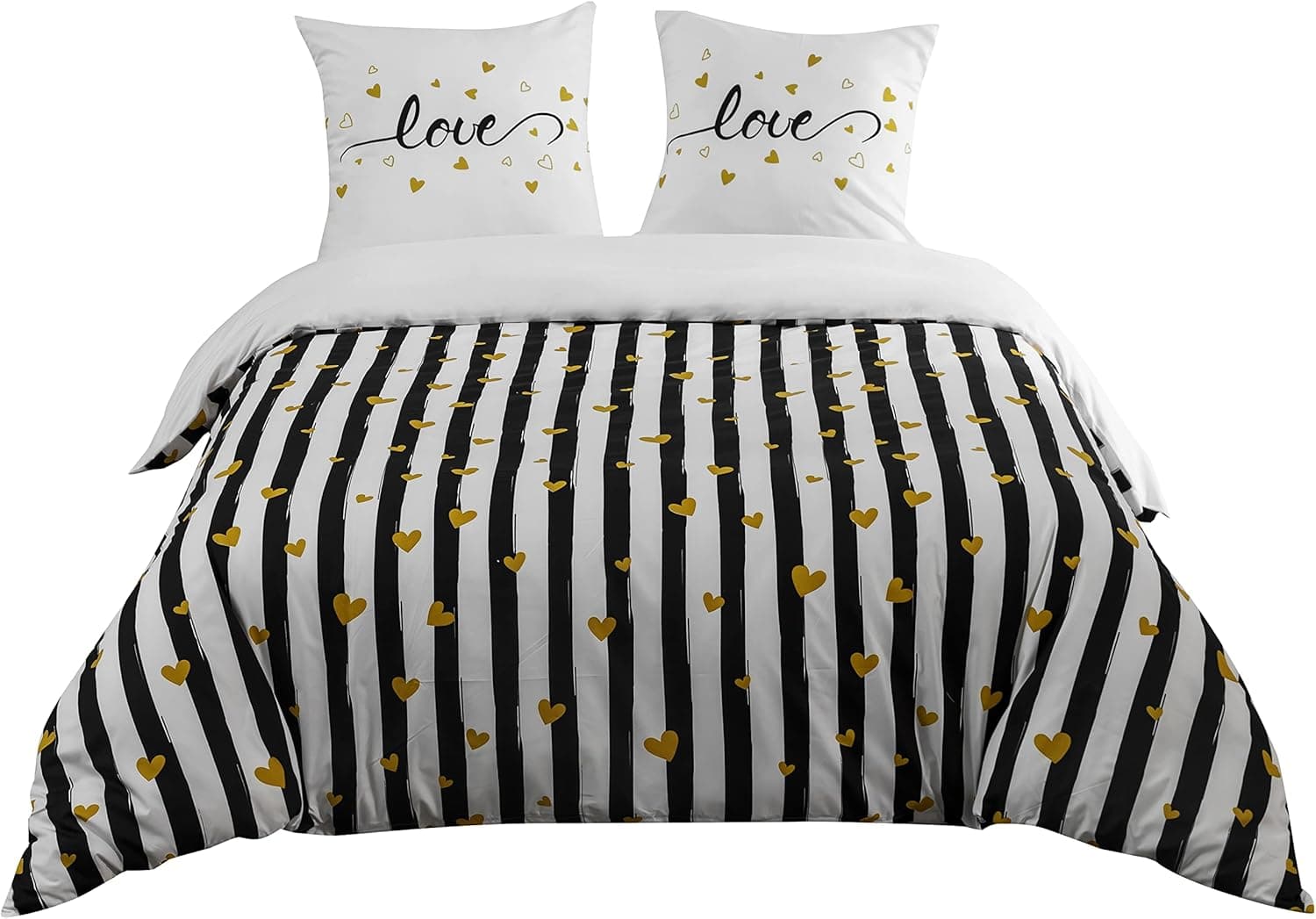 Sets de Housses de Couettes 240 x 260 cm + Lot 2 Taies d'Oreillers 65 x 65 cm Parure de lit Imprimé Rayure Multicolore 2 Personnes Motif 5 Ensembles Housse de Couette 3 Pièces Fermeture Éclair 8