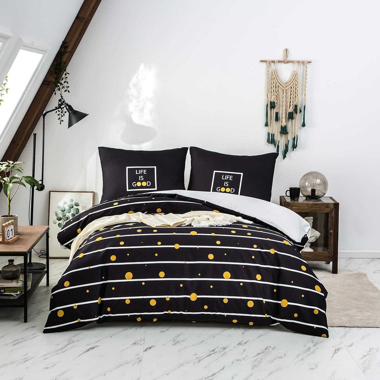 Sets de Housses de Couettes 220 x 240 cm + Lot 2 Taies d'Oreillers 65 x 65 cm Parure de lit Imprimé Pois Multicolore 2 Personnes Motif 12 Ensembles Housse de Couette 3 Pièces Fermeture Éclair