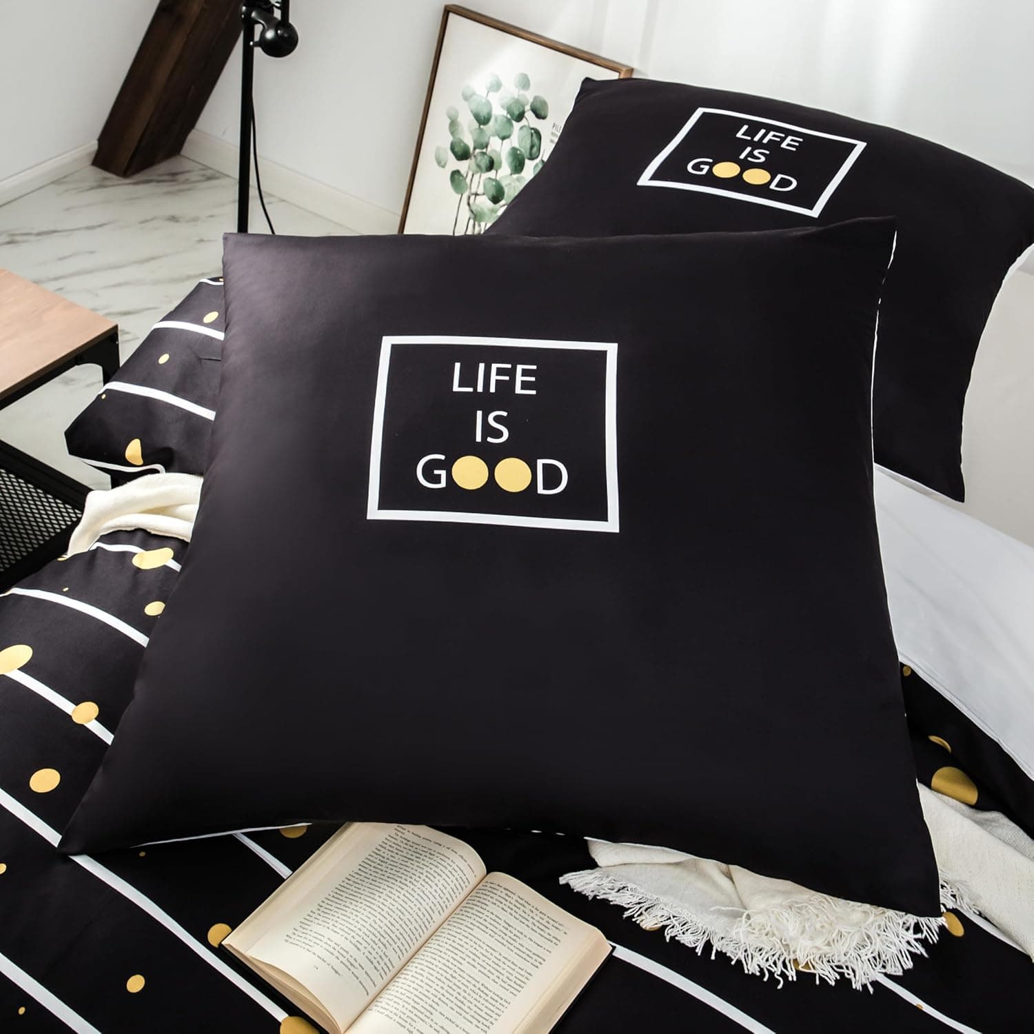 Sets de Housses de Couettes 220 x 240 cm + Lot 2 Taies d'Oreillers 65 x 65 cm Parure de lit Imprimé Pois Multicolore 2 Personnes Motif 12 Ensembles Housse de Couette 3 Pièces Fermeture Éclair 5