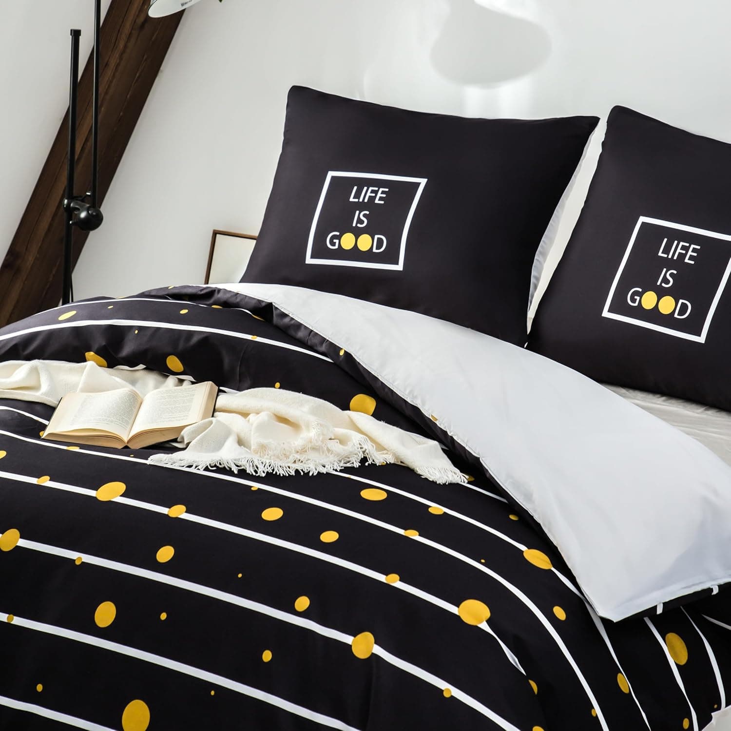 Sets de Housses de Couettes 220 x 240 cm + Lot 2 Taies d'Oreillers 65 x 65 cm Parure de lit Imprimé Pois Multicolore 2 Personnes Motif 12 Ensembles Housse de Couette 3 Pièces Fermeture Éclair 7