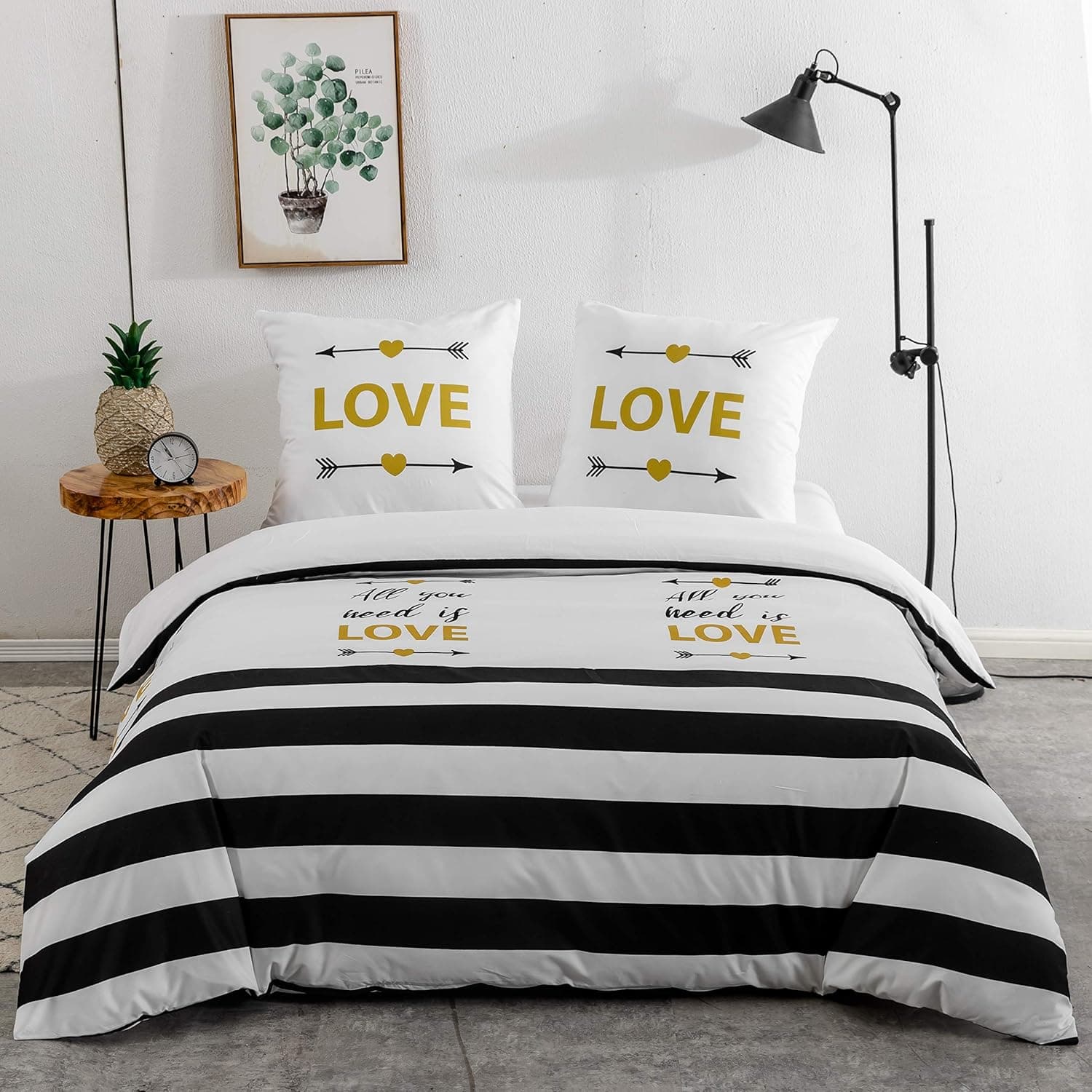 Sets de Housses de Couettes 220 x 240 cm + Lot 2 Taies d'Oreillers 65 x 65 cm Parure de lit Imprimé Rayure Multicolore 2 Personnes Motif 6 Ensembles Housse de Couette 3 Pièces Fermeture Éclair