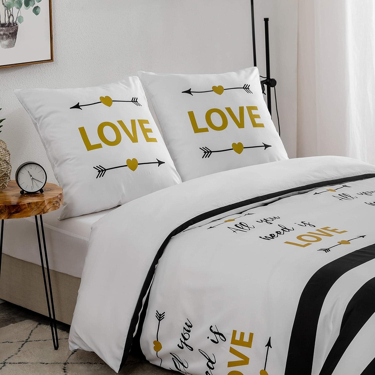 Sets de Housses de Couettes 220 x 240 cm + Lot 2 Taies d'Oreillers 65 x 65 cm Parure de lit Imprimé Rayure Multicolore 2 Personnes Motif 6 Ensembles Housse de Couette 3 Pièces Fermeture Éclair 5