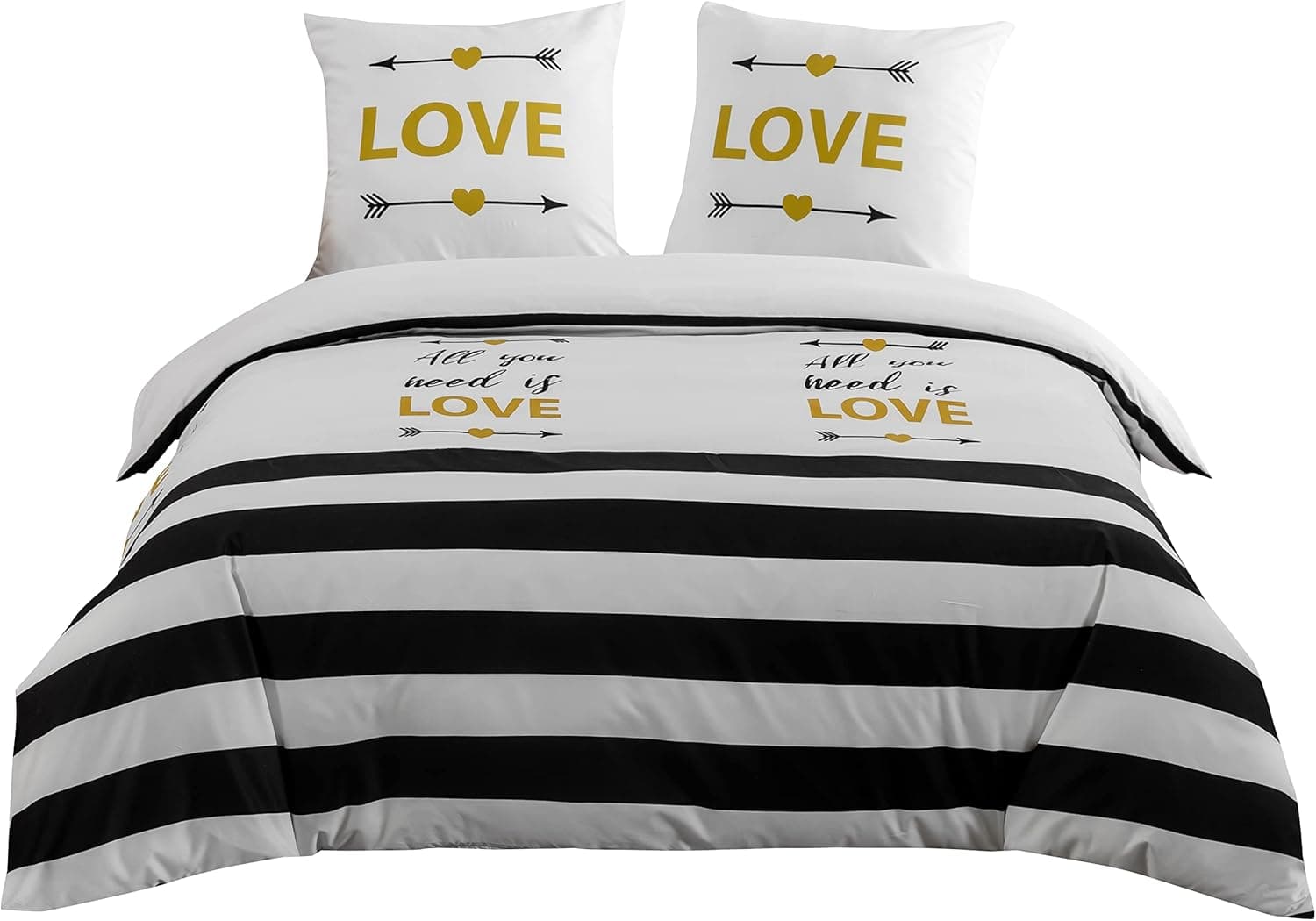 Sets de Housses de Couettes 220 x 240 cm + Lot 2 Taies d'Oreillers 65 x 65 cm Parure de lit Imprimé Rayure Multicolore 2 Personnes Motif 6 Ensembles Housse de Couette 3 Pièces Fermeture Éclair 8