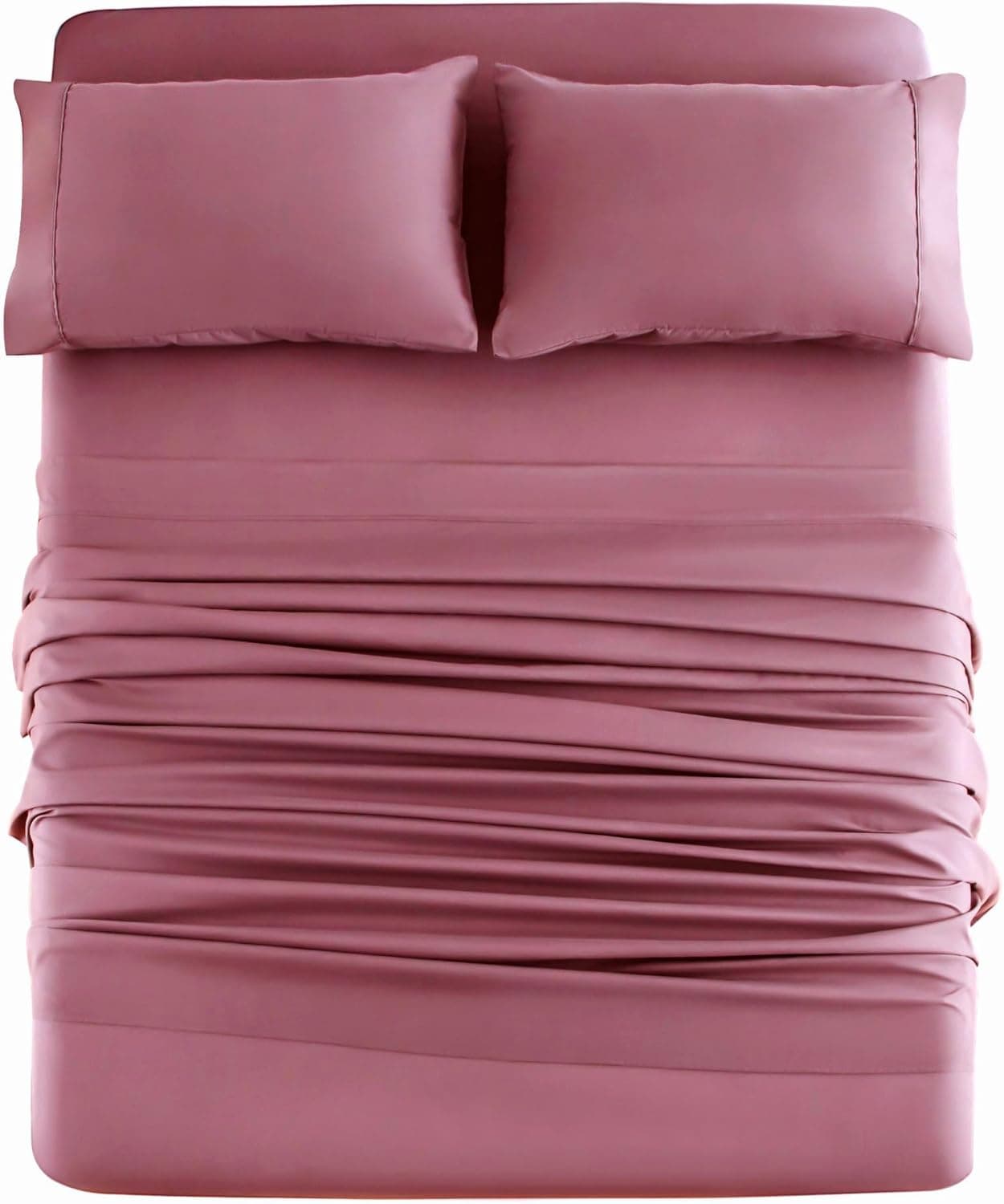 Mohap Bed Sheet Set 4 Pieces Double Brushed Microfiber 1800 - Breathable All Season Luxury Soft Bedding - Queen Vintage Pink