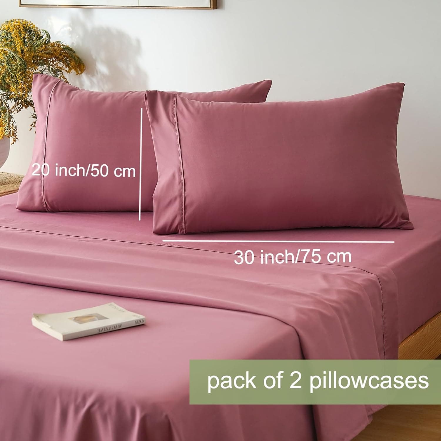 Mohap Bed Sheet Set 4 Pieces Double Brushed Microfiber 1800 - Breathable All Season Luxury Soft Bedding - Queen Vintage Pink 3