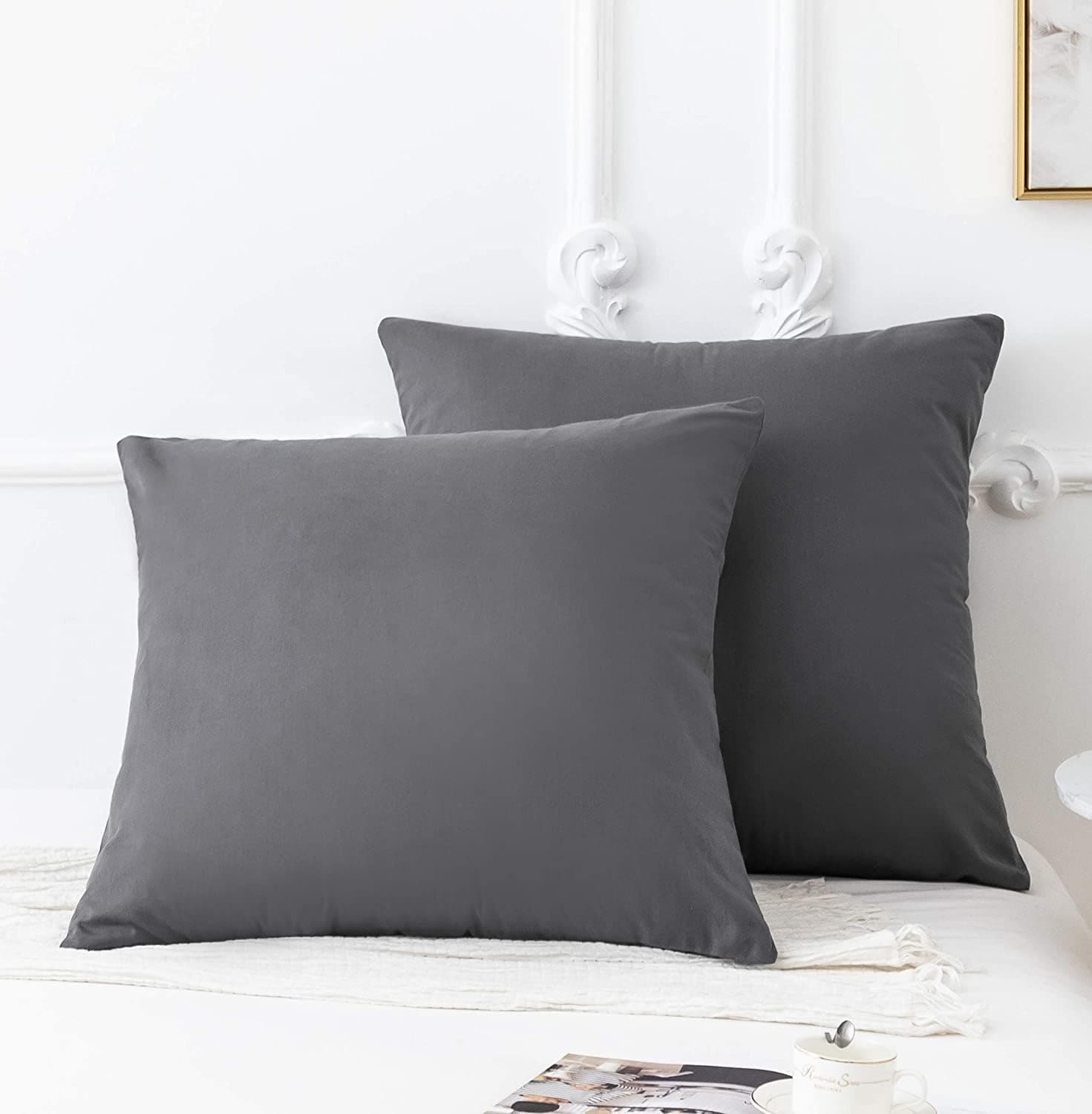 100% Cotton Bedding with Zip, 155 x 220 cm, Grey, 1 Duvet Cover with 1 Pillowcase, 80 x 80 cm 3