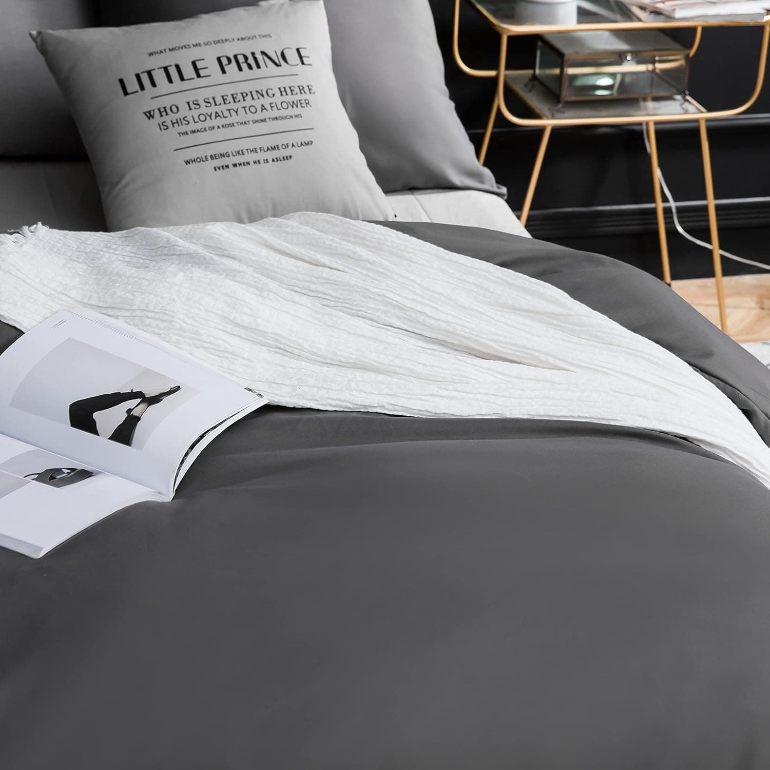 Brushed Microfibre Bed Linen, 1 Duvet Cover (220 x 240 cm) + 2 Pillowcases (80 x 80 cm), with Zip, Grey 2