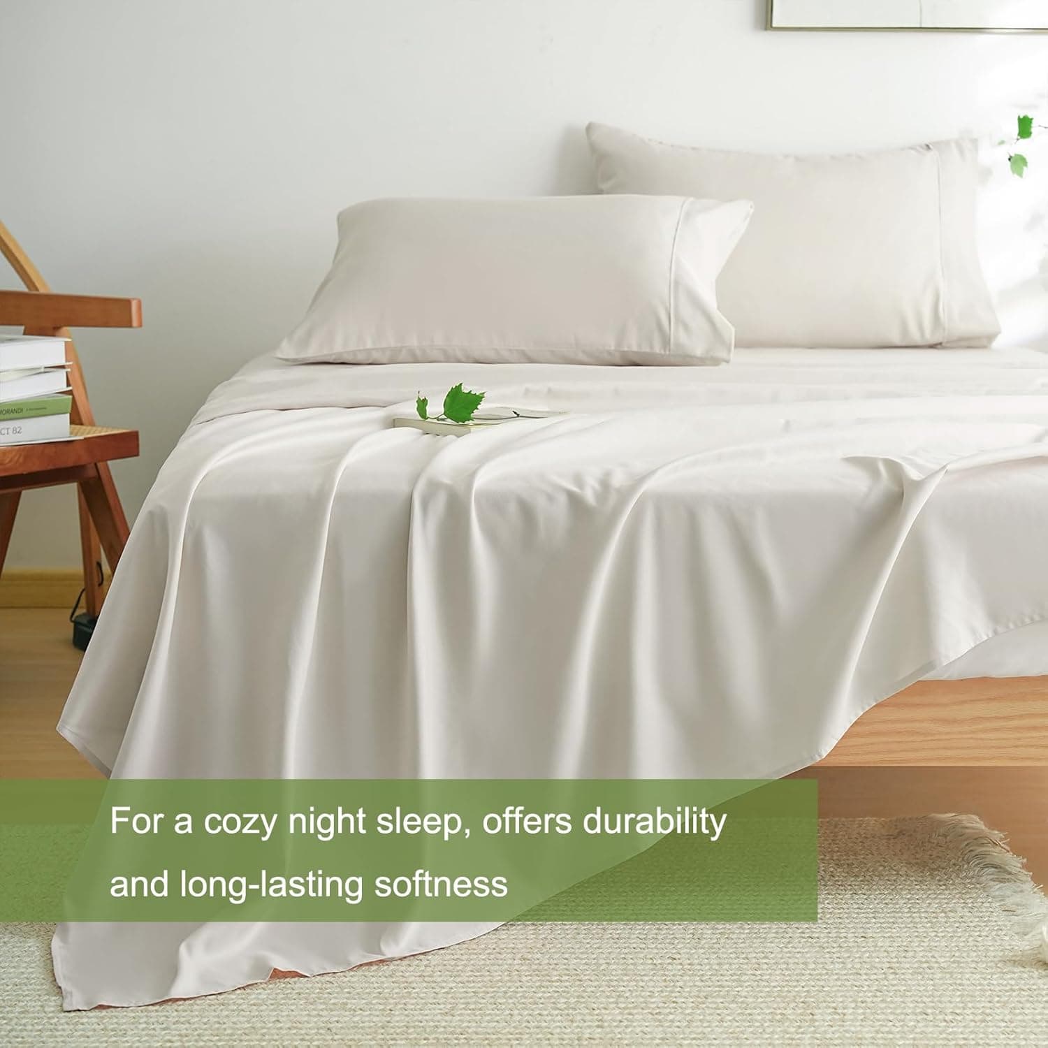 Mohap Bed Sheet Set 4 Pieces Double Brushed Microfiber 1800 - Breathable All Season Luxury Soft Bedding - Full Beige 4