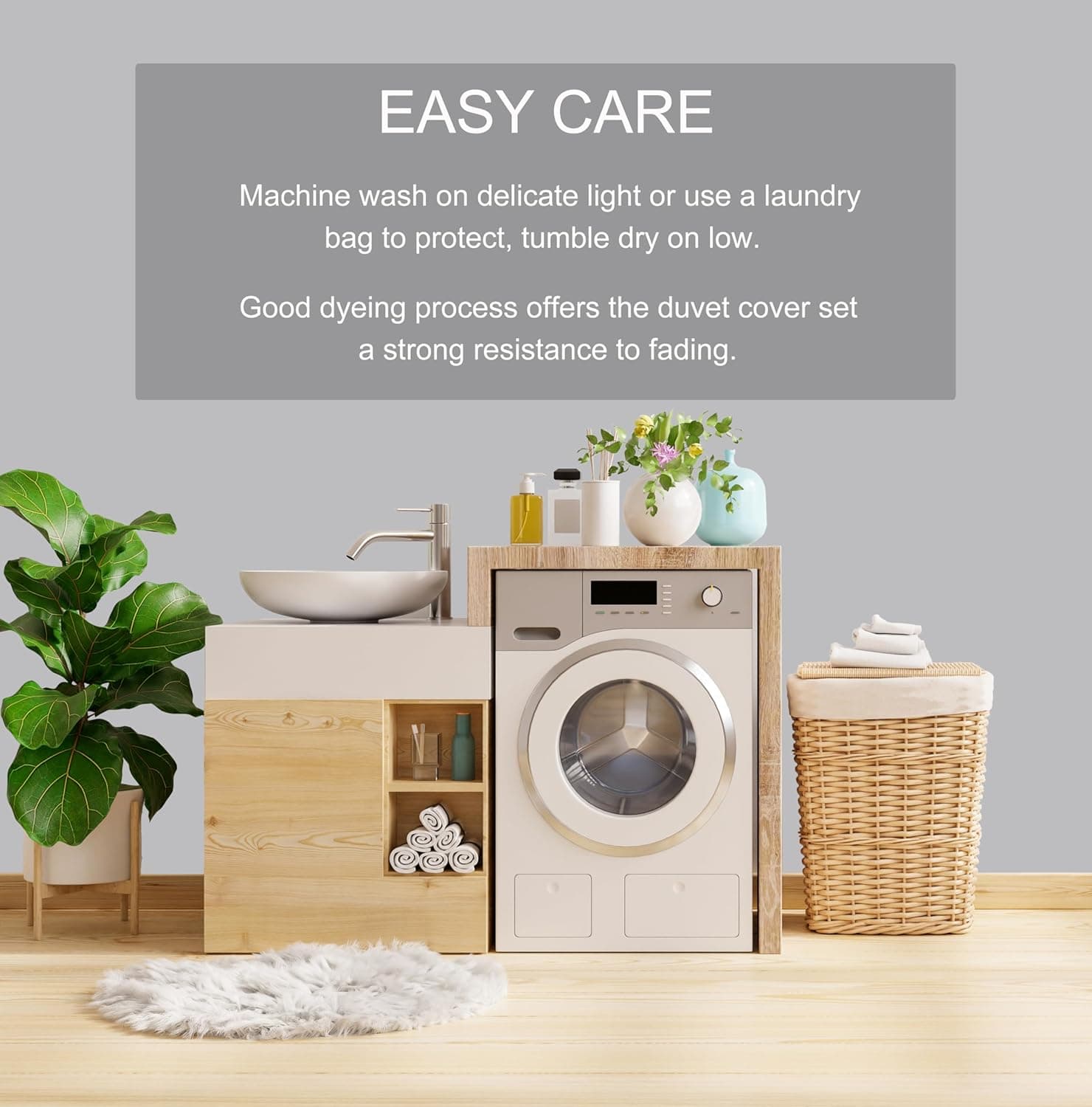 MOHAP Warm Bedding Double Duvet Cover Set 3 PCS Plain Brushed Microfiber Bedding 1 Duvet Cover with 2 Zippers and 2 Pillowcases Dark Grey+Light Grey 7