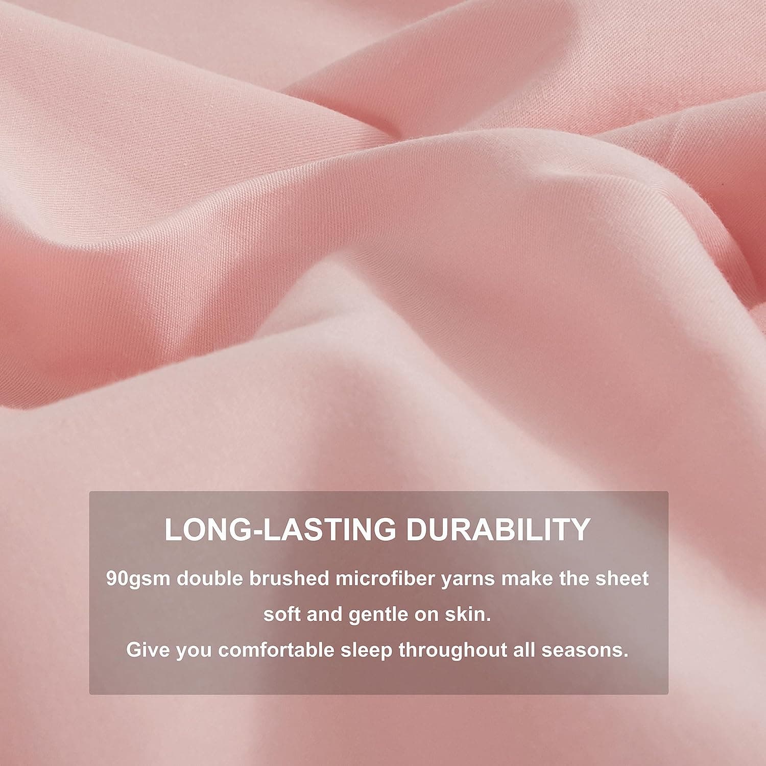 MOHAP Fitted Sheet Set King Size 16" Deep Pocket with 1 Bedsheet and 2 Pillowcases Gift Polyester Pink 5