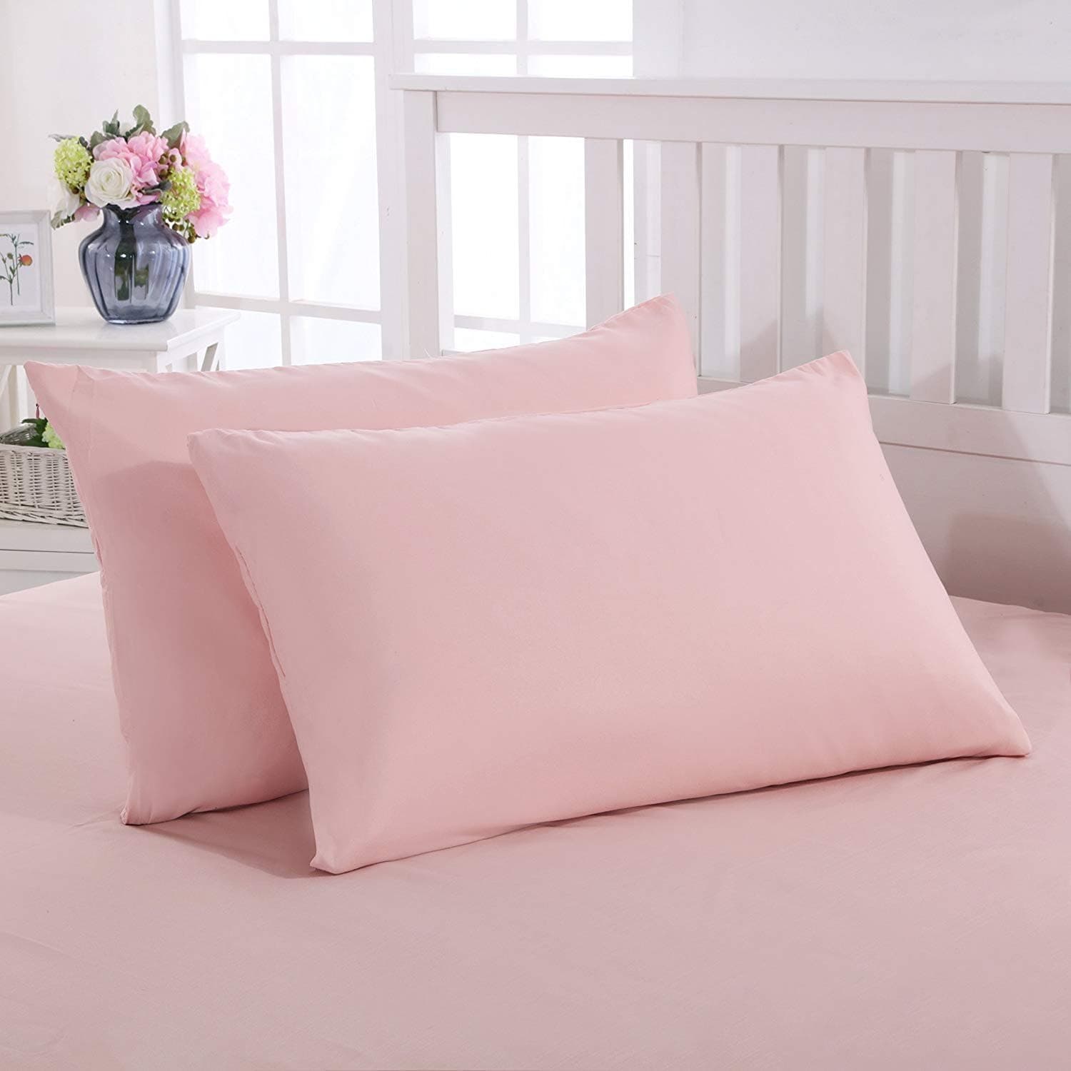 MOHAP Fitted Sheet Set King Size 16" Deep Pocket with 1 Bedsheet and 2 Pillowcases Gift Polyester Pink 7