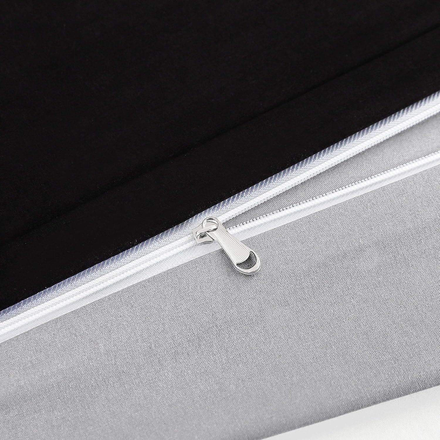 MOHAP Housse de Couette Réversible 220x240 / 65x65x2 cm Noir + Gris Parure de Lit Bicolore pour 2 Personnes Fermeture Éclair Sets de Housse Couette 6