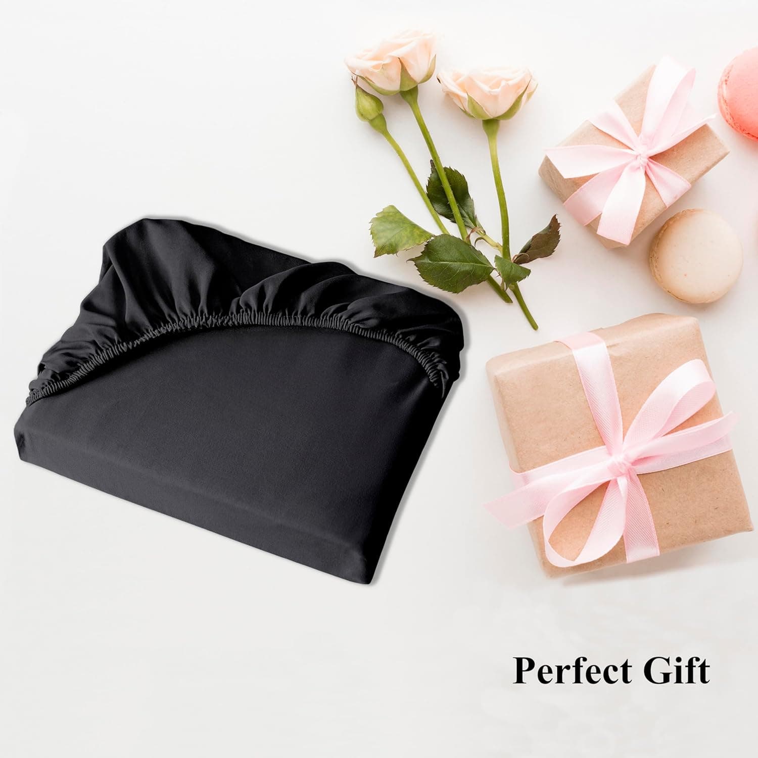 AYASW Fitted Sheet Only Full Size Deep Pocket 16 Inches Soft and Cozy Bed Bottom Sheet 1 Piece 1800 Double Brushed Microfiber Wrinkle Fade Resistant Easy Care Stable Black Holiday Décor 5