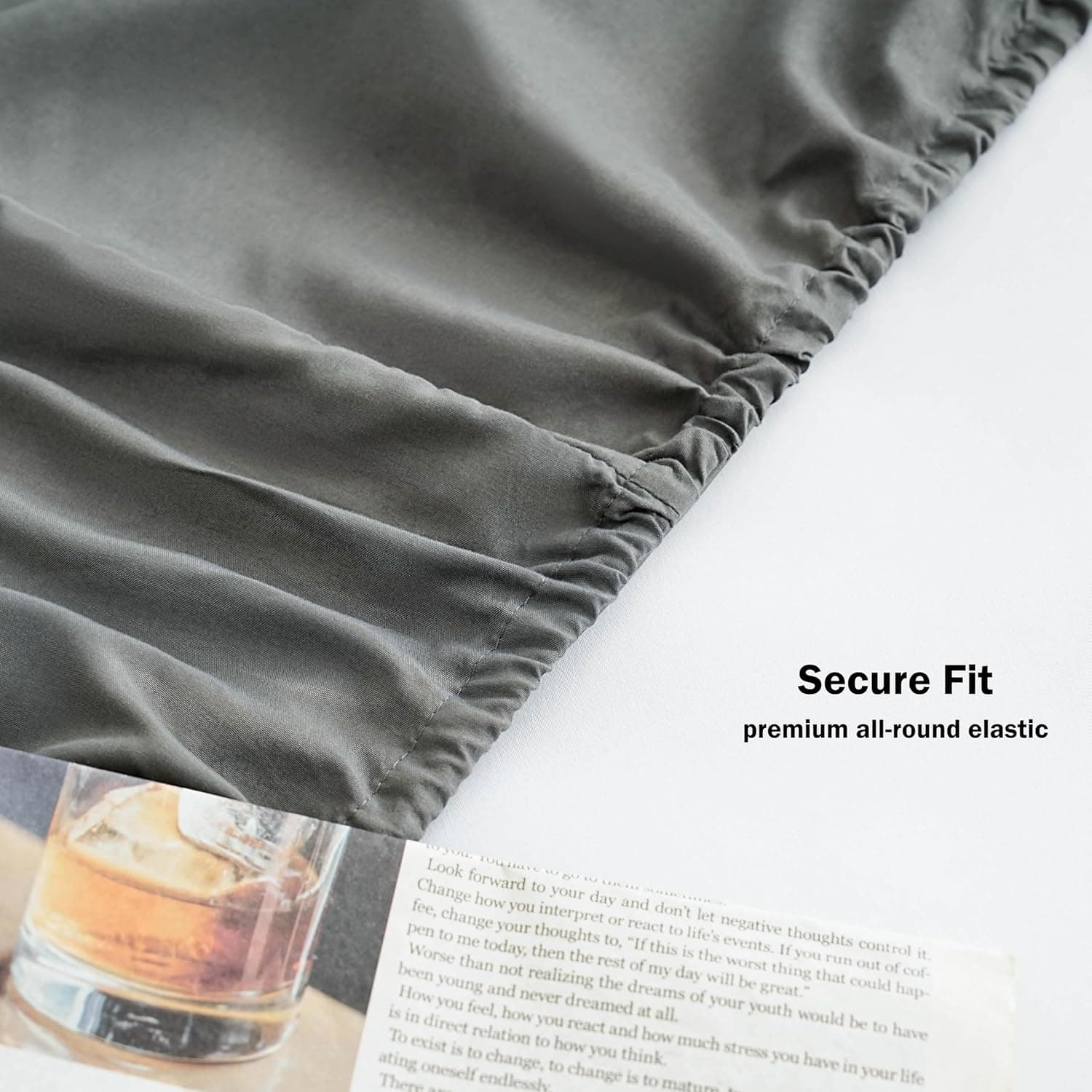 AYASW Fitted Sheet Only Full Size Deep Pocket 16 inch Bed Bottom Sheet Premium Soft and Cozy 1800 Brushed Microfiber Wrinkle Fade Resistant Easy Care Stable Grey 7