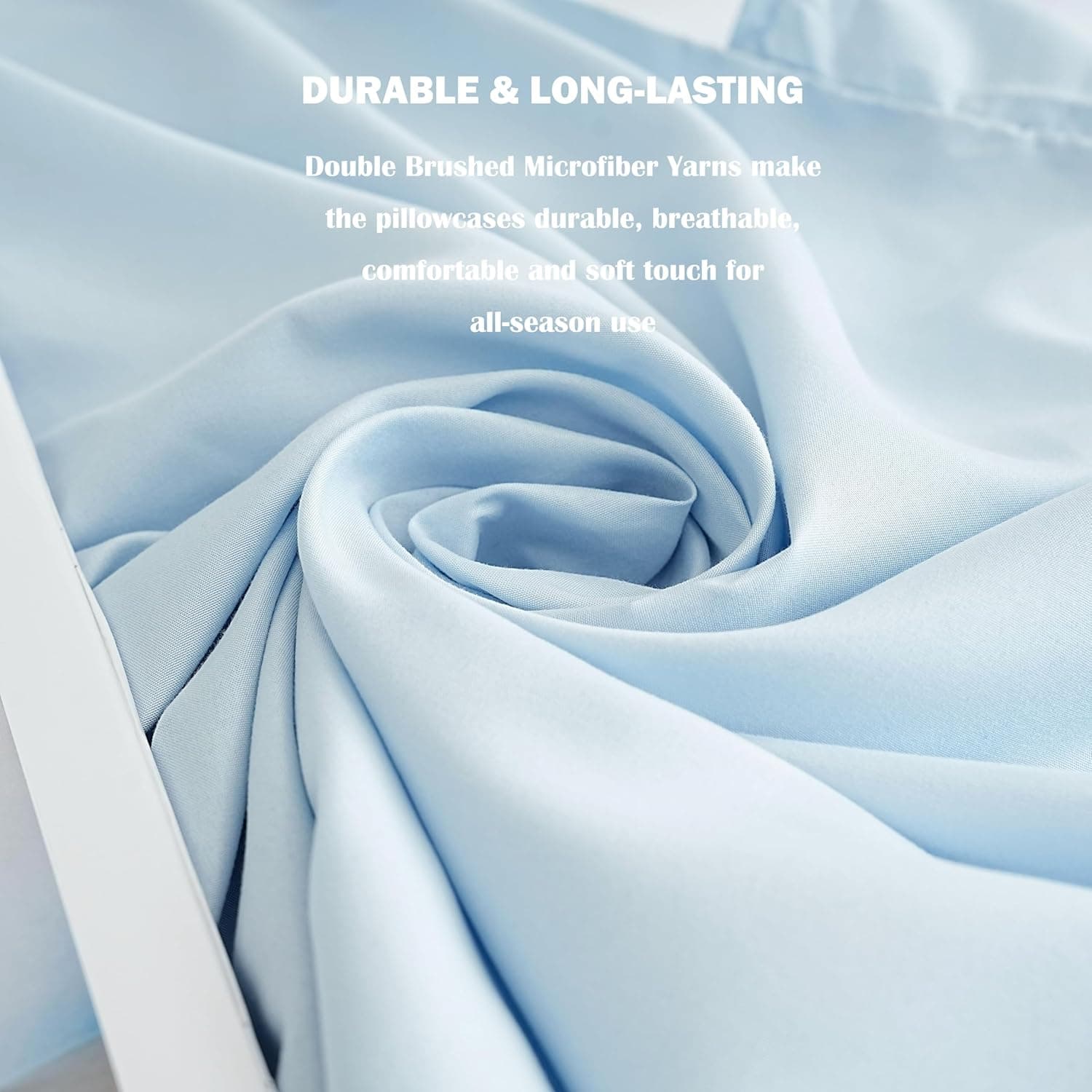 AYASW Pillowcases Set of 2 Queen Size Premium Soft and Cozy 1800 Brushed Microfiber with Envelope Closure Pillow Case Light Blue 20x30 inches Easy Care Wrinkle Fade Resistant Holiday Decor 6