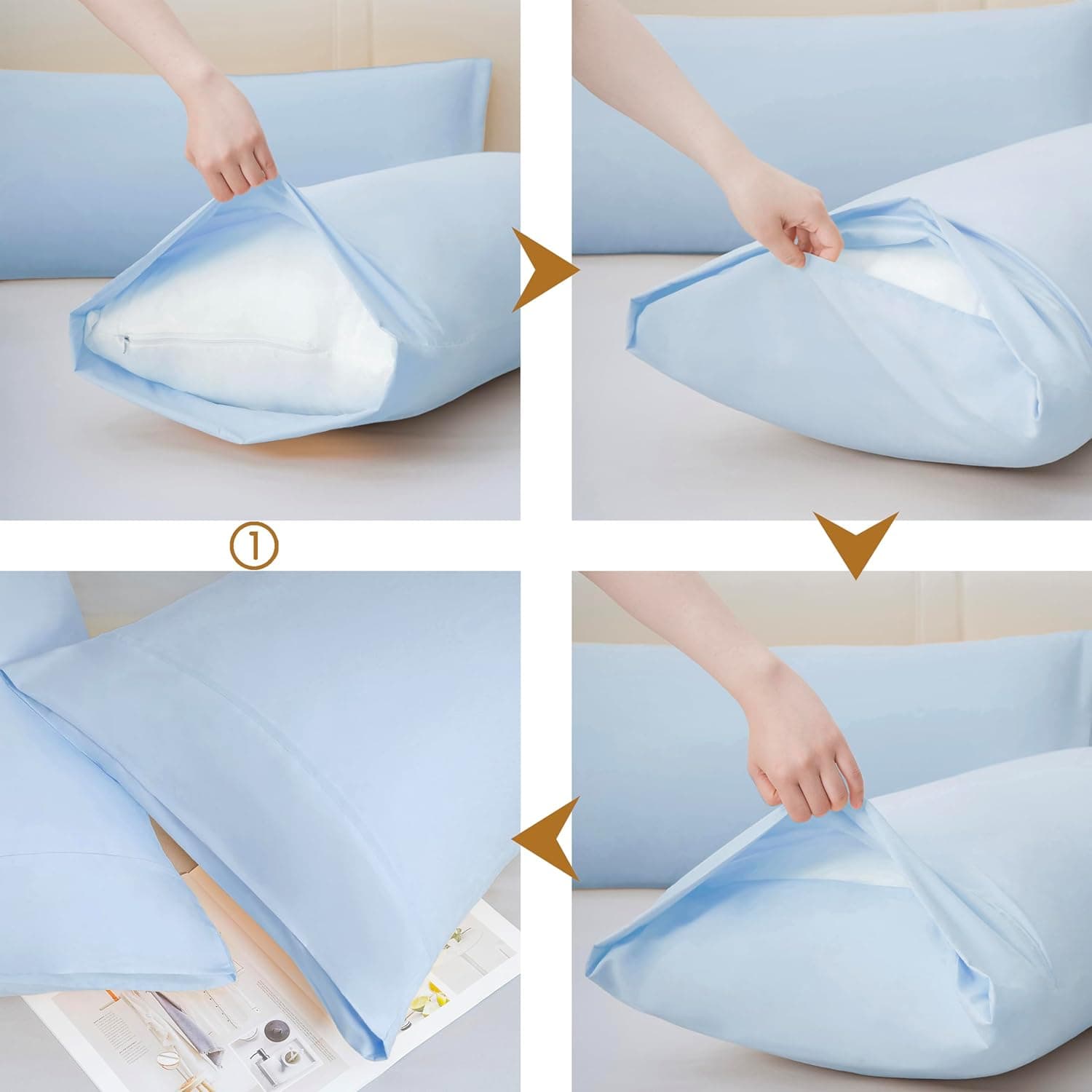 AYASW Pillowcases King Size Set of 2 Premium Soft and Cozy 1800 Brushed Microfiber with Envelope Closure Pillow Case Light Blue 20x40 inches Wrinkle Fade Resistant Easy Care Holiday Décor 5