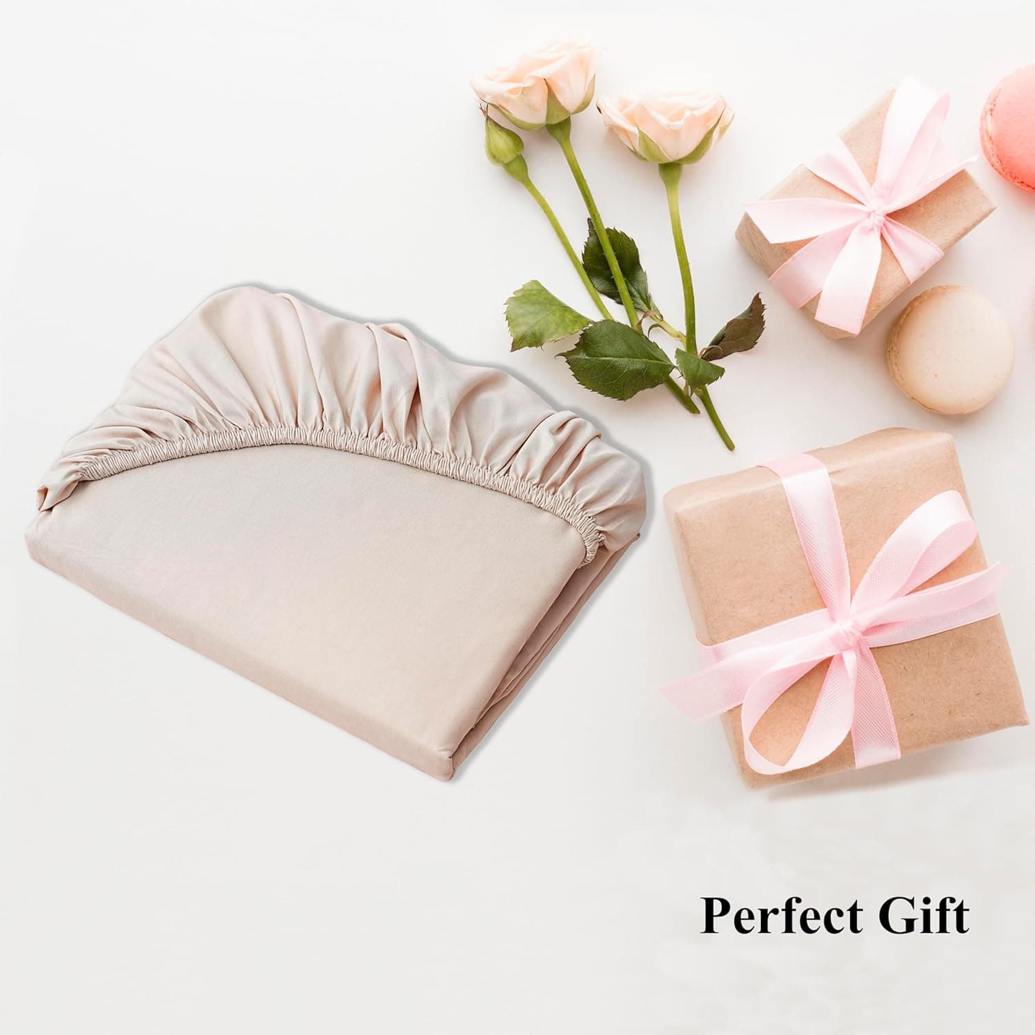 AYASW Fitted Sheet Only Queen Size Deep Pocket Soft Bed Bottom Sheet 1 Piece 1800 Brushed Microfiber Fits 8" to 16" Wrinkle Fade Resistant Easy Care Stable Beige Holiday Décor 4