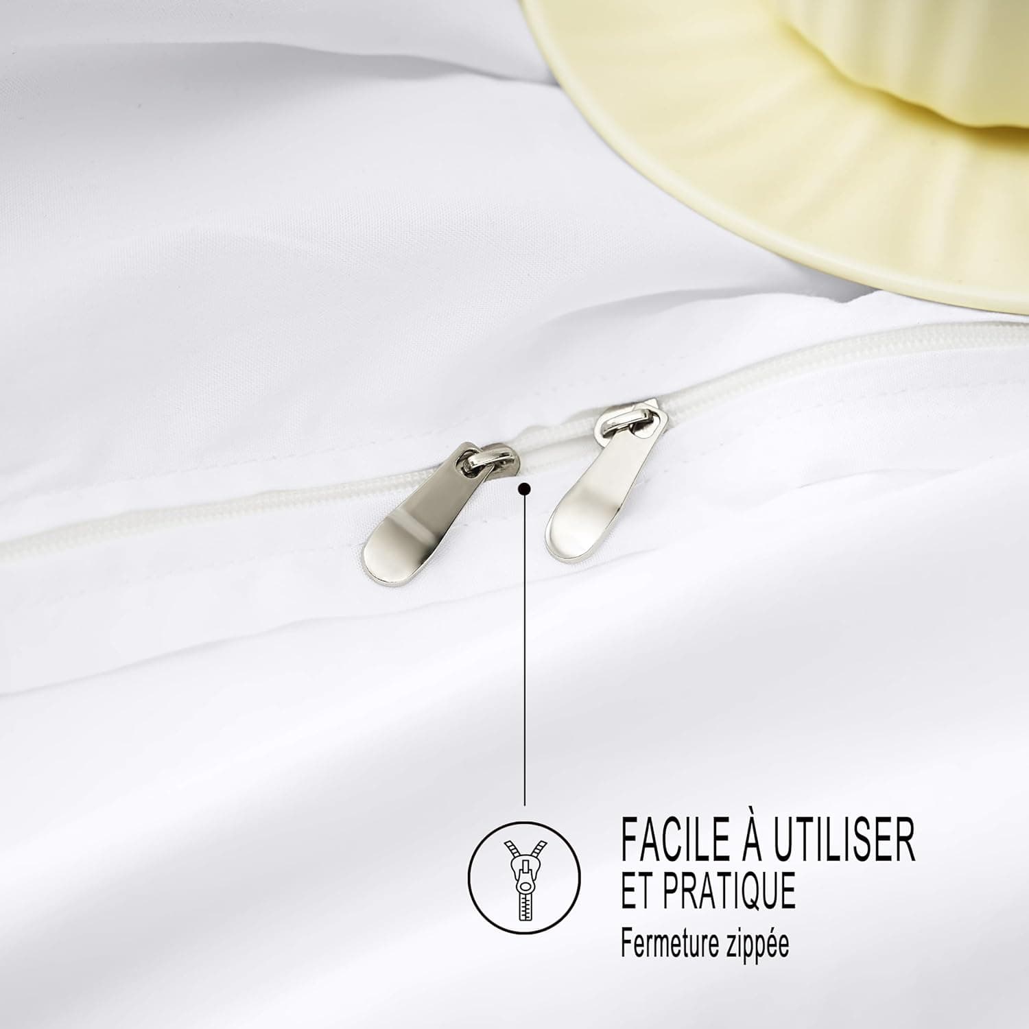 16 Couleurs Sets de Housses de Couettes 140x200 cm Double Fermeture Éclair 2 Pièces Microfibre Brossée 100 Fils/cm² + 1 Taie d'oreiller 65x65 cm Blanc Parure de Lit Adulte 1 Personne 5