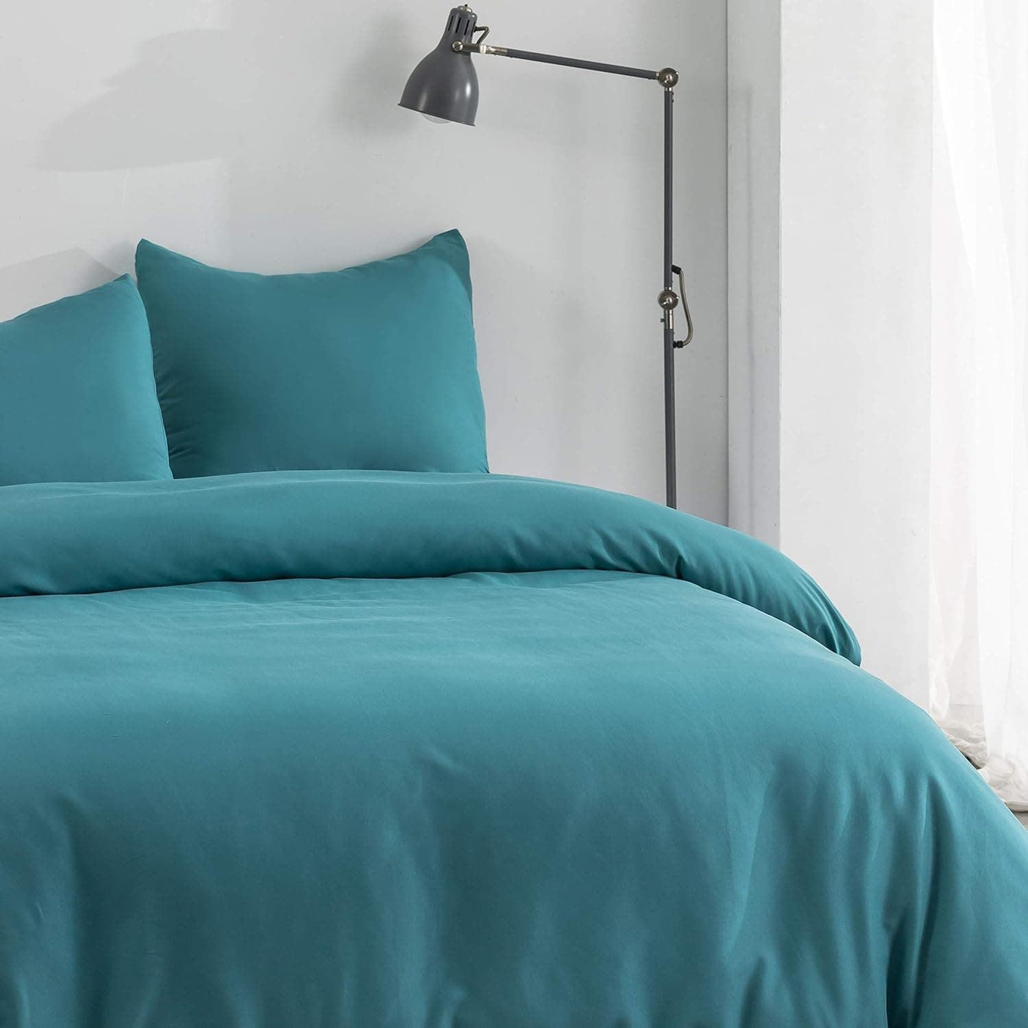 MOHAP Housse de Couette 240x260cm+2 Taies d'oreillers 65x65cm Lac Bleu Parure de Lit Adulte 2 Personnes 100 Fils/cm² en Microfibre avec Fermeture Éclair 3