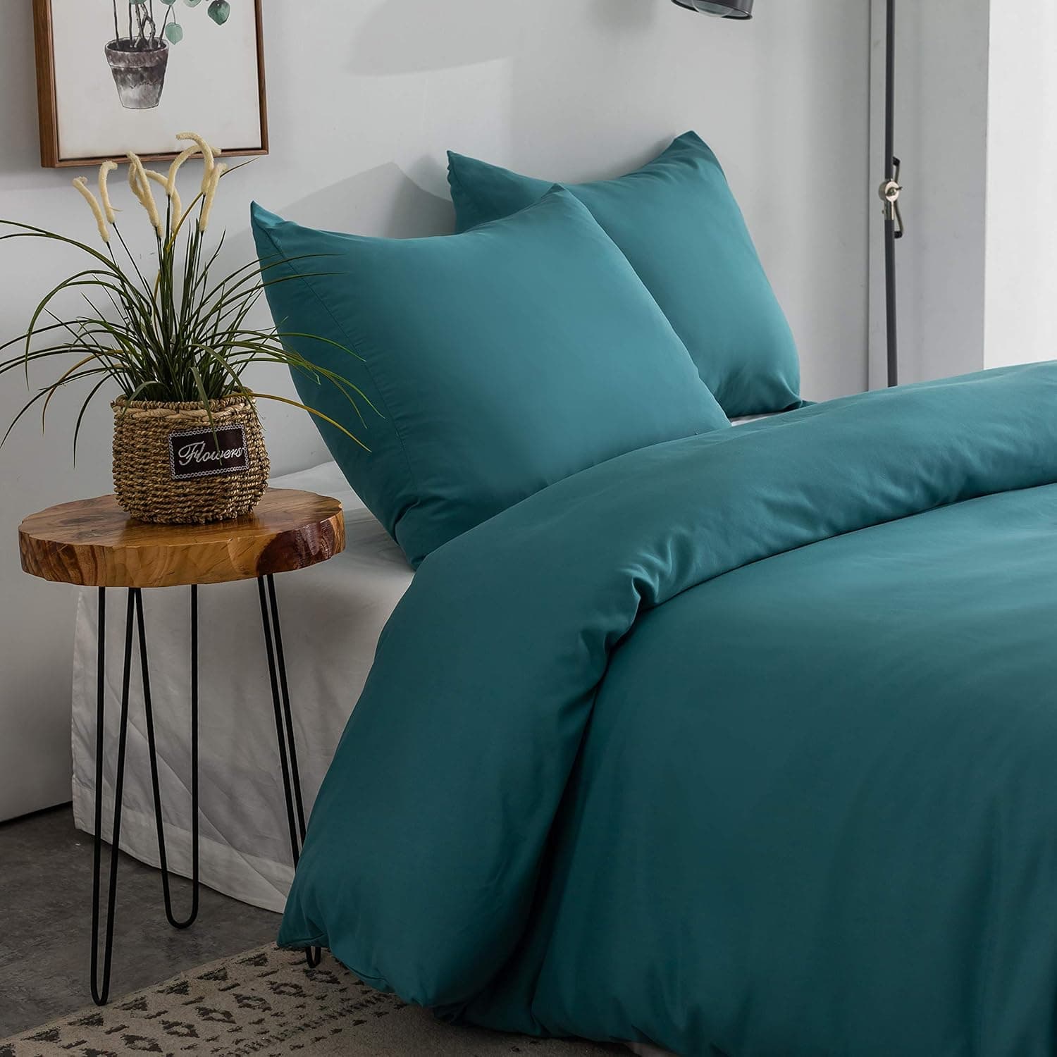 MOHAP Housse de Couette 240x260cm+2 Taies d'oreillers 65x65cm Lac Bleu Parure de Lit Adulte 2 Personnes 100 Fils/cm² en Microfibre avec Fermeture Éclair 4