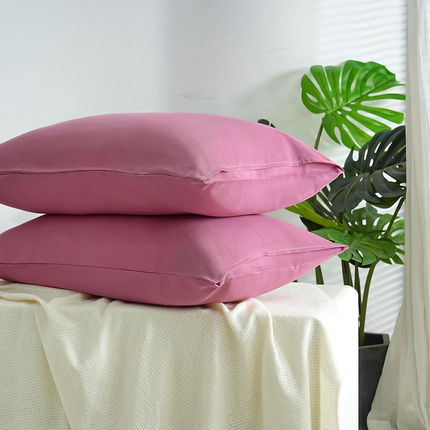 Lot 2 Taie d'oreiller Légère 60x80 cm en Microfibre 80 Fils/cm² avec Fermeture Enveloppe Housse d'oreiller Protection d'oreiller Housse de Coussin Douce et Lavable 5