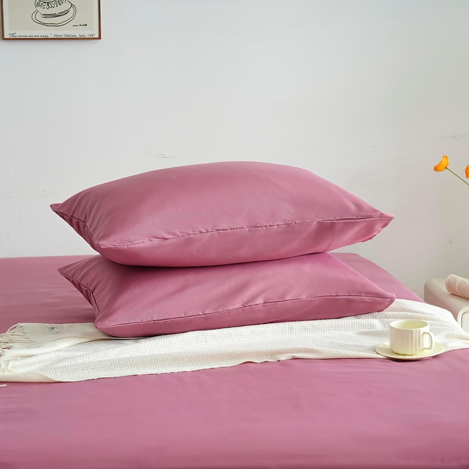 Lot 2 Taie d'oreiller Légère 60x80 cm en Microfibre 80 Fils/cm² avec Fermeture Enveloppe Housse d'oreiller Protection d'oreiller Housse de Coussin Douce et Lavable 4