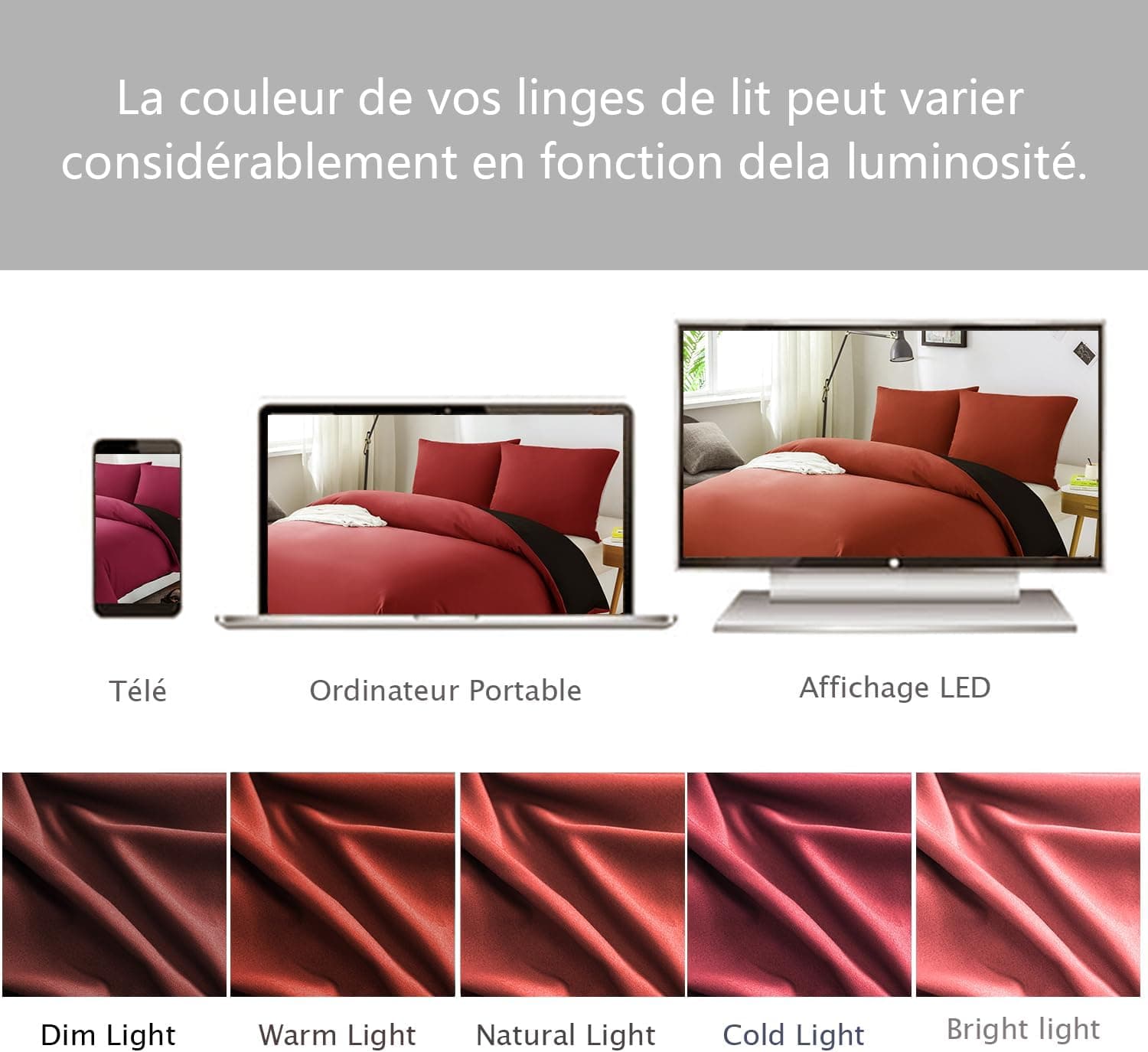 MOHAP Housse de Couette Réversible 220x240 / 65x65x2 cm Rouge + Noir Parure de Lit Bicolore pour 2 Personnes Fermeture Éclair Sets de Housse Couette 7