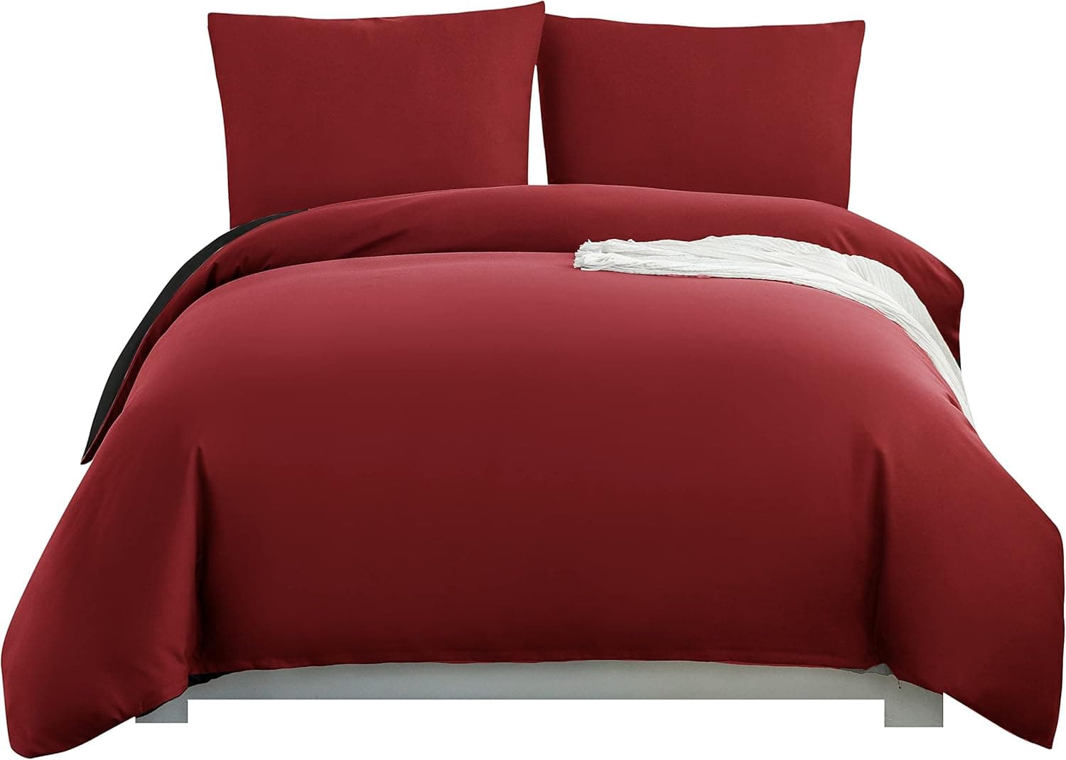 MOHAP Housse de Couette Réversible 220x240 / 65x65x2 cm Rouge + Noir Parure de Lit Bicolore pour 2 Personnes Fermeture Éclair Sets de Housse Couette 8