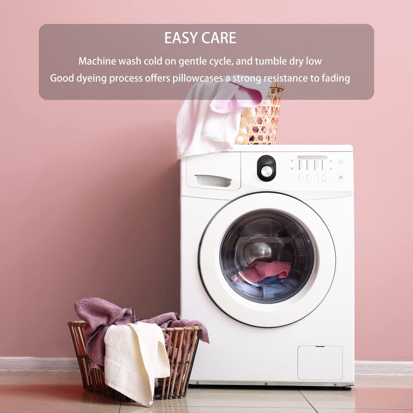 AYASW Pillowcases Set of 2 Queen Size Premium Soft and Cozy 1800 Double Brushed Microfiber Envelope Closure Pink Pillow Case 20x30 inch Wrinkle Fade Resistant Easy Care Stable Holiday Décor 6