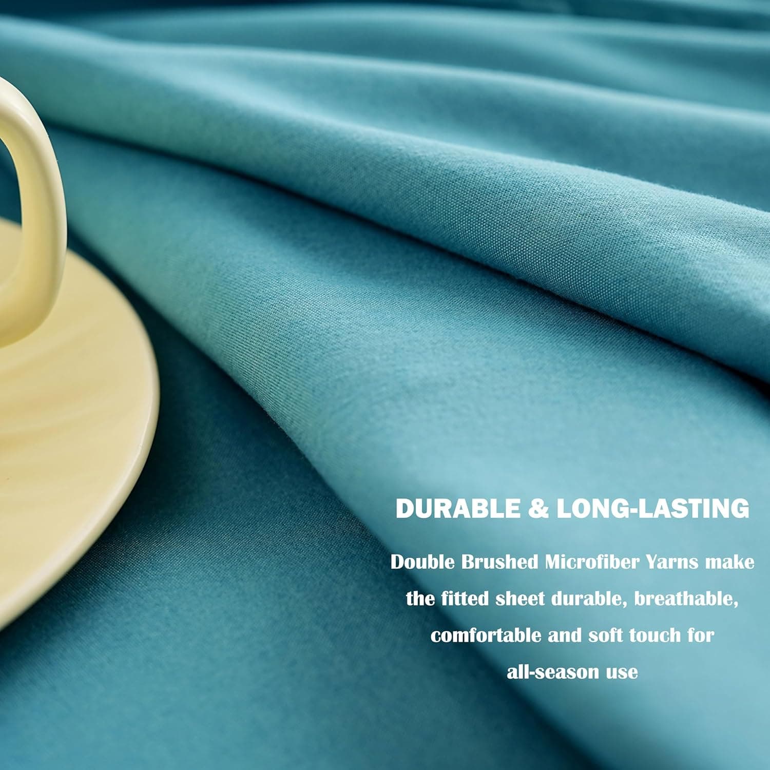 AYASW Fitted Sheet Only Queen Size Deep Pocket 16 Inches Bed Bottom Sheet 1 Piece Soft and Cozy 1800 Brushed Microfiber Wrinkle Fade Resistant Easy Care Teal Stable Holiday Décor 5