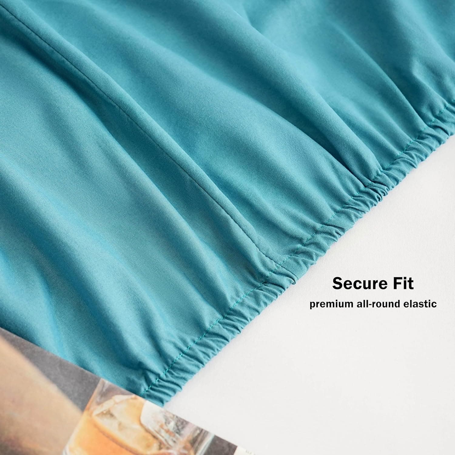 AYASW Fitted Sheet Only Queen Size Deep Pocket 16 Inches Bed Bottom Sheet 1 Piece Soft and Cozy 1800 Brushed Microfiber Wrinkle Fade Resistant Easy Care Teal Stable Holiday Décor 6