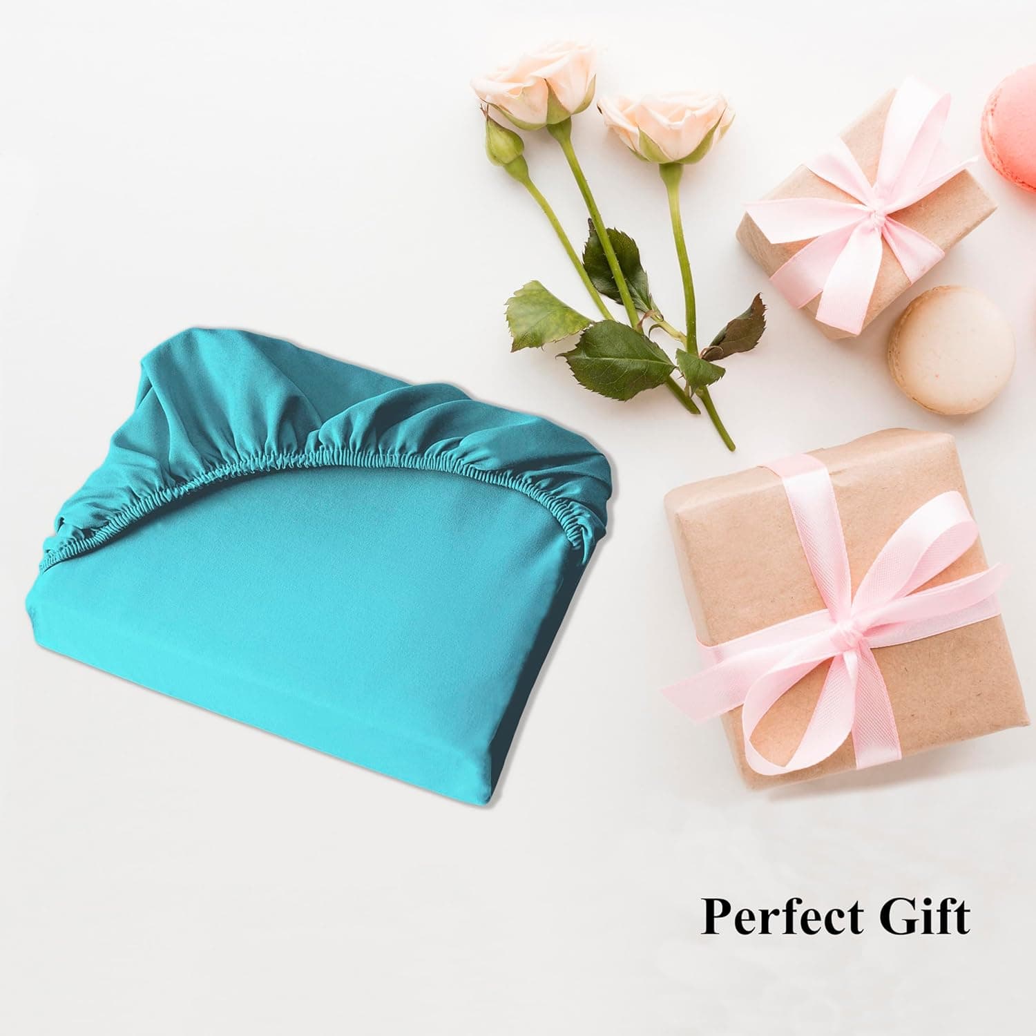 AYASW Fitted Sheet Only Queen Size Deep Pocket 16 Inches Bed Bottom Sheet 1 Piece Soft and Cozy 1800 Brushed Microfiber Wrinkle Fade Resistant Easy Care Teal Stable Holiday Décor 7