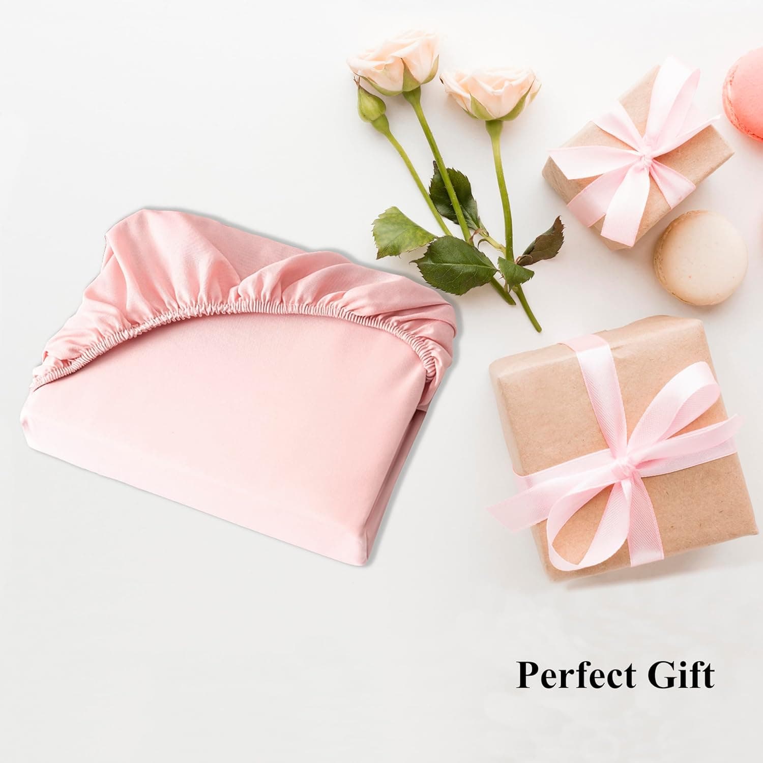 AYASW Fitted Sheet Only Queen Size Deep Pocket 16 Inches Bed Bottom Sheet Premium Soft and Cozy 1800 Brushed Microfiber Wrinkle Fade Resistant Stable Easy Care Pink Holiday Décor 4