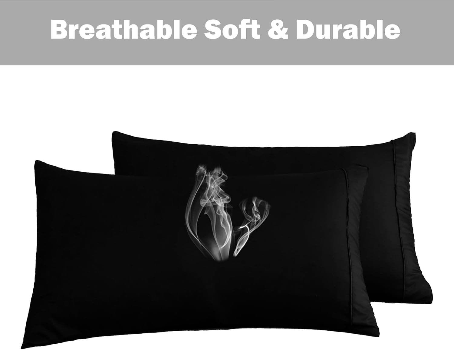 AYASW Pillowcases Queen Size Set of 4 Pieces Premium Soft and Cozy 1800 Double Brushed Microfiber with Envelope Closure Pillow Case Black 20x30 inch Wrinkle Fade Resistant Stable Holiday Decor 3