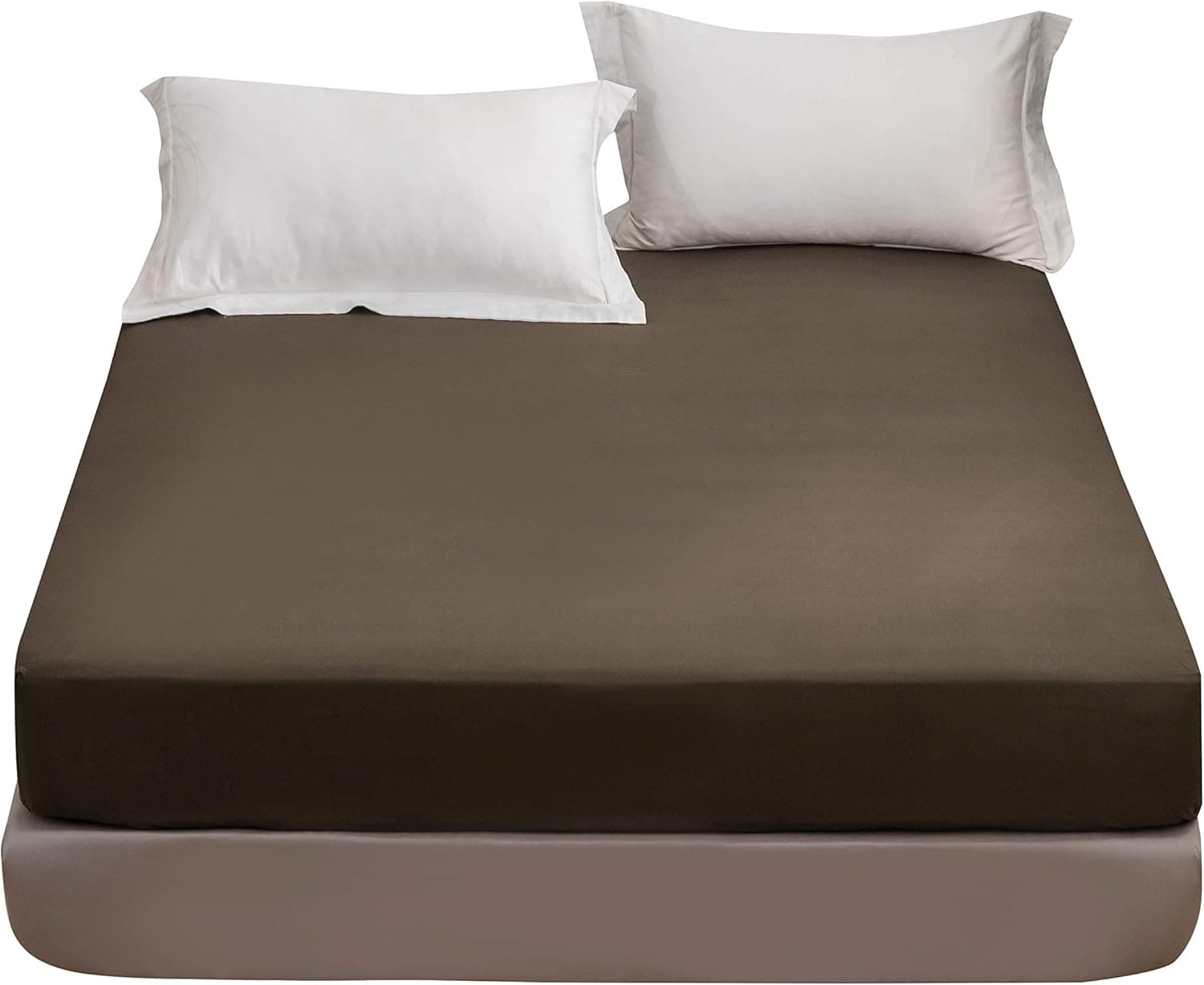 MOHAP Drap Housse 180x200cm avec Bonnet 30cm Café Drap Housse 100 GSM en Microfibre de Haute Qualité 100% Polyester Doux, Résistant, Anti Plis 5