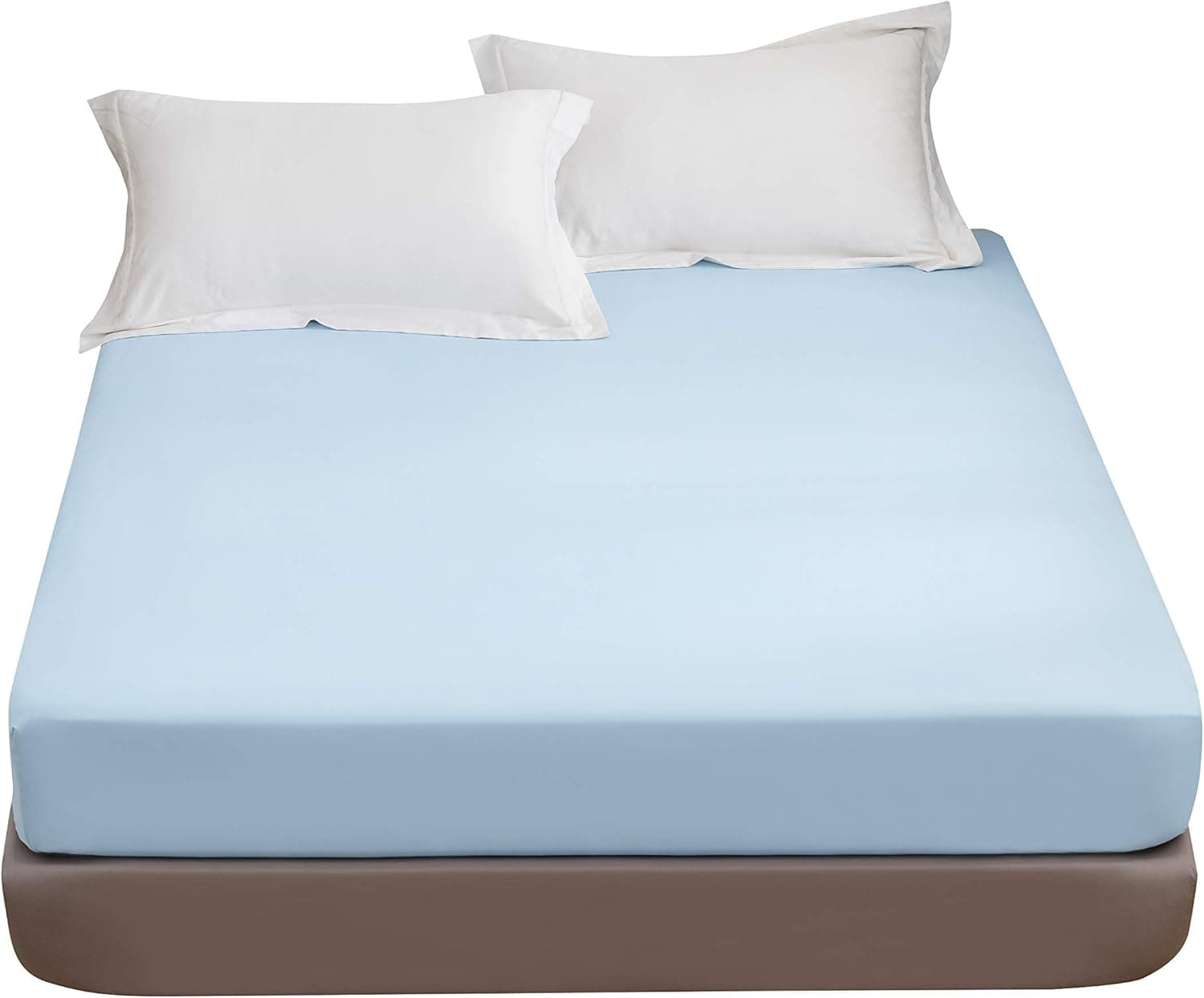 MOHAP Drap Housse 160x200cm avec Bonnet 30cm Bleu Clair Drap Housse 100 GSM en Microfibre de Haute Qualité 100% Polyester Doux, Résistant, Anti Plis 5