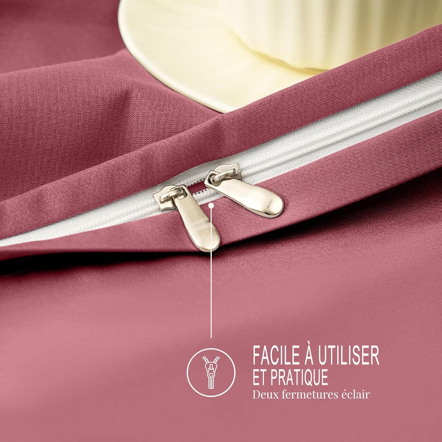 16 Couleurs Sets de Housses de Couettes 200x200 cm Double Fermeture Éclair 3 Pièces Microfibre Brossée 100 Fils/cm² + 2 Taies d'oreiller 65x65 cm Rouge Terre Parure de Lit Adulte 2 Personnes 5