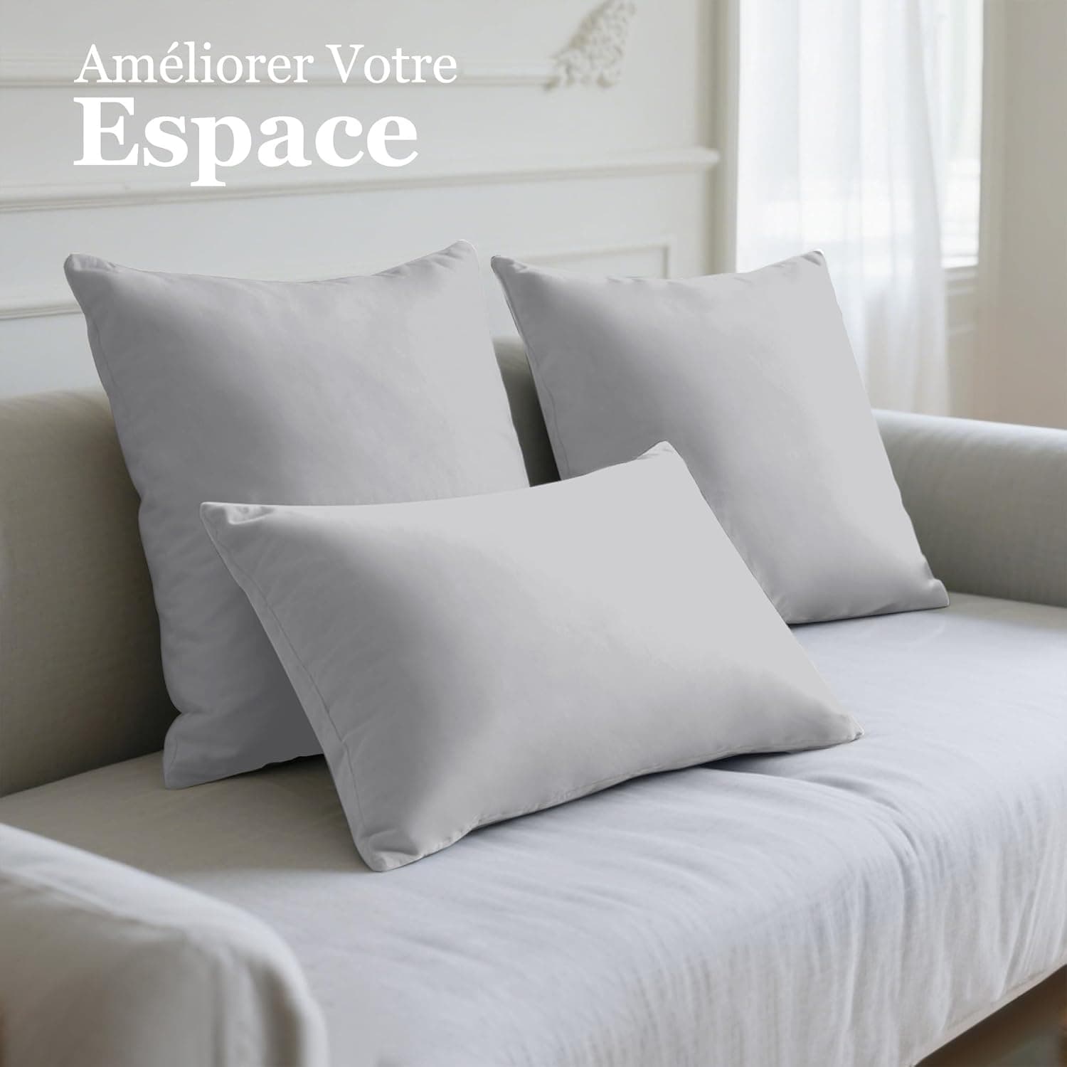 18 Couleurs Lot 2 Taie d'oreiller 65x65 cm Gris Claire Housse Oreiller Coussin pour Canapé Lit Fermeture Éclair Anti-Acariens Hypoallergénique Protège Oreiller Zip Microfibre 7